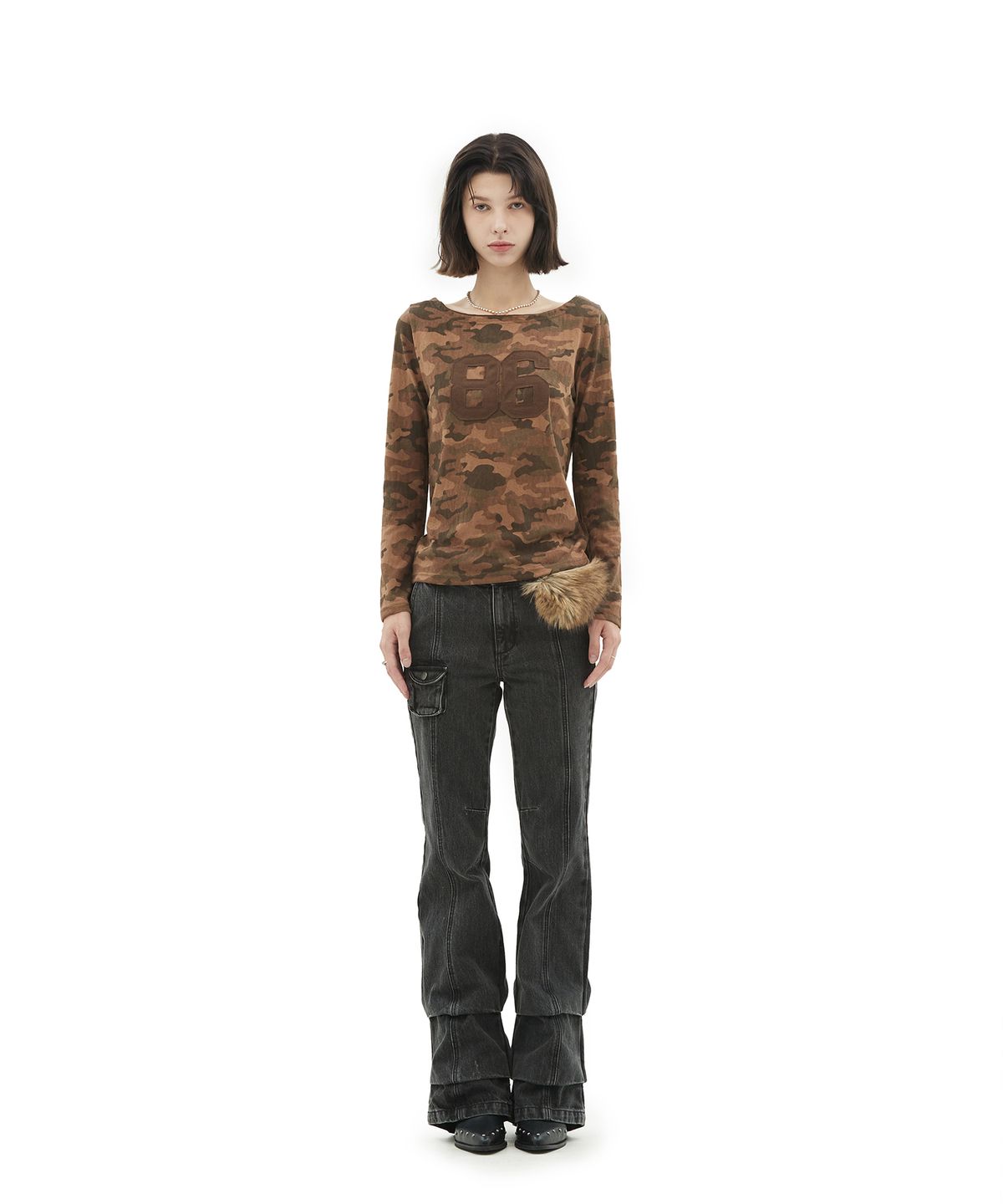 데프가먼츠(DEFGARMENTS) FUR FLARE DENIM [BLACK]