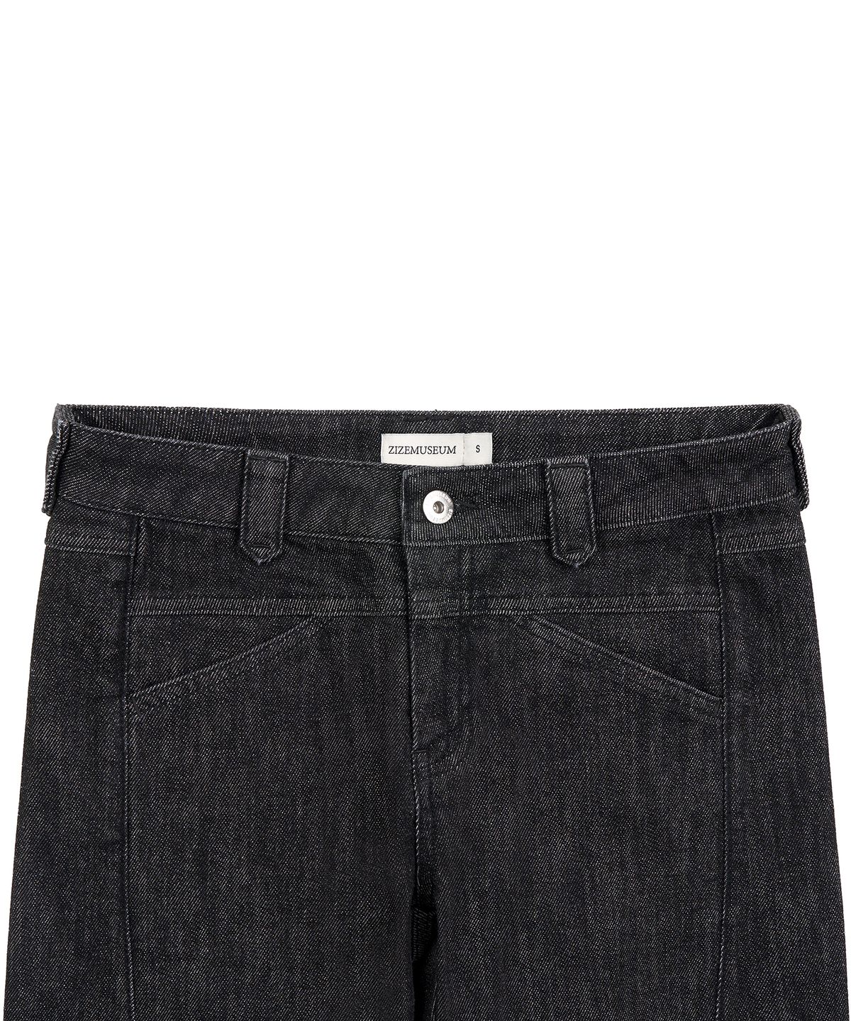 지제뮤지엄(ZIZEMUSEUM) CURVED STRAIGHT DENIM PANTS (BLACK)
