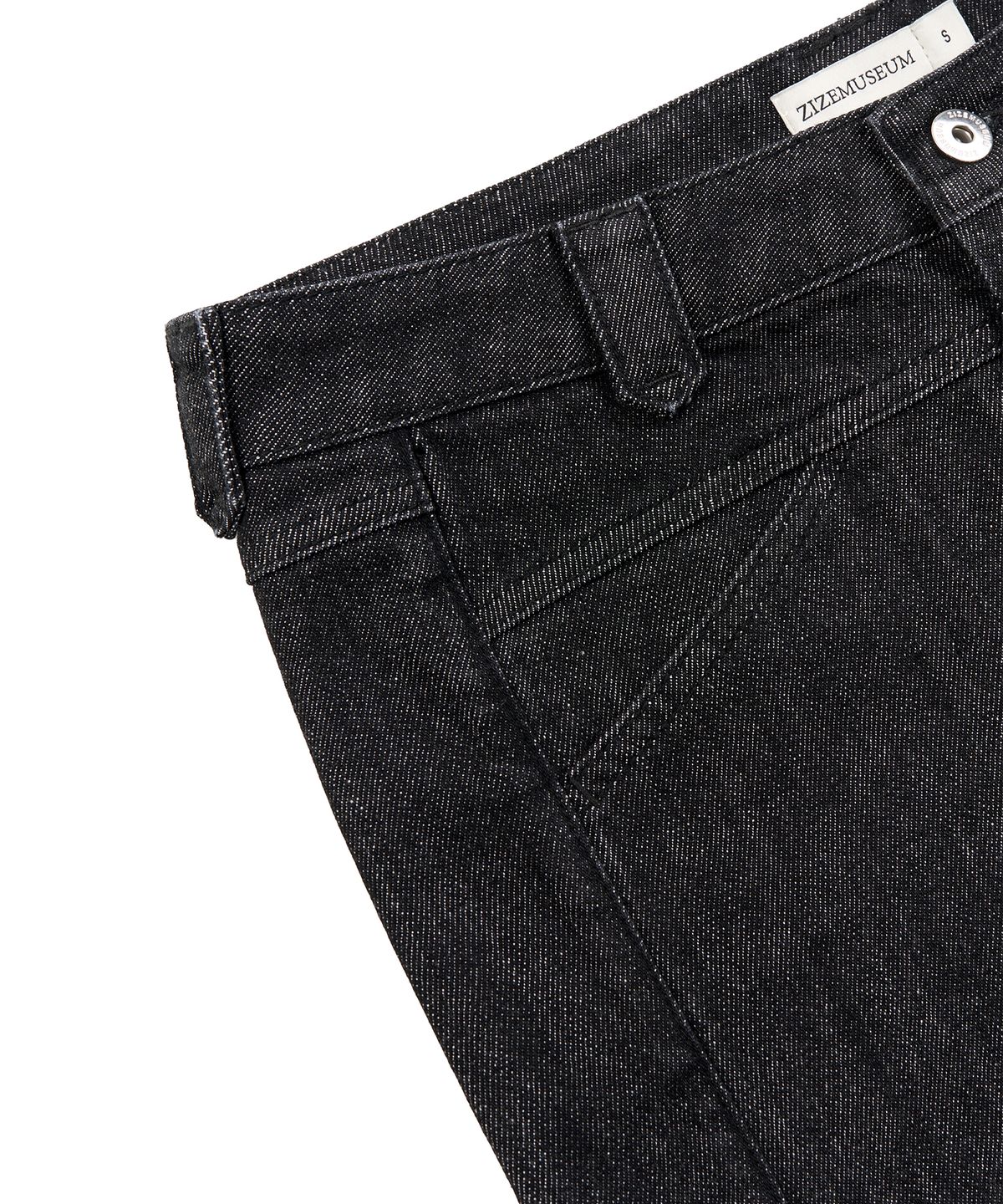 지제뮤지엄(ZIZEMUSEUM) CURVED STRAIGHT DENIM PANTS (BLACK)