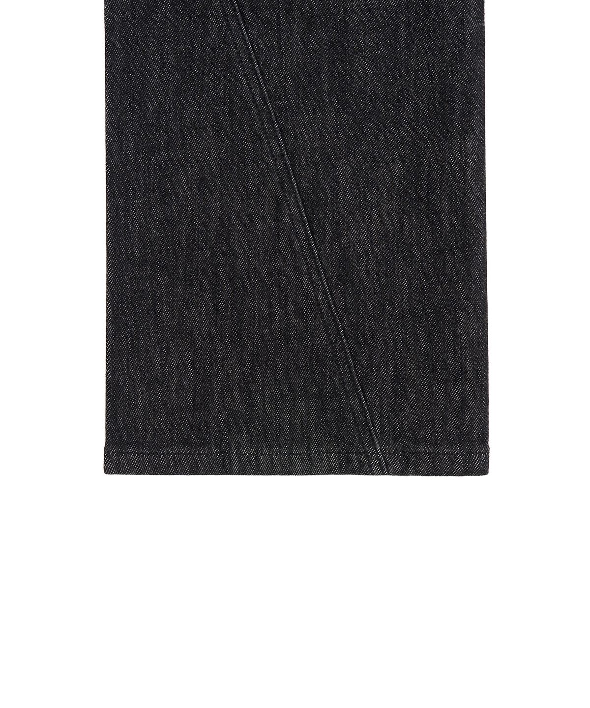 지제뮤지엄(ZIZEMUSEUM) CURVED STRAIGHT DENIM PANTS (BLACK)