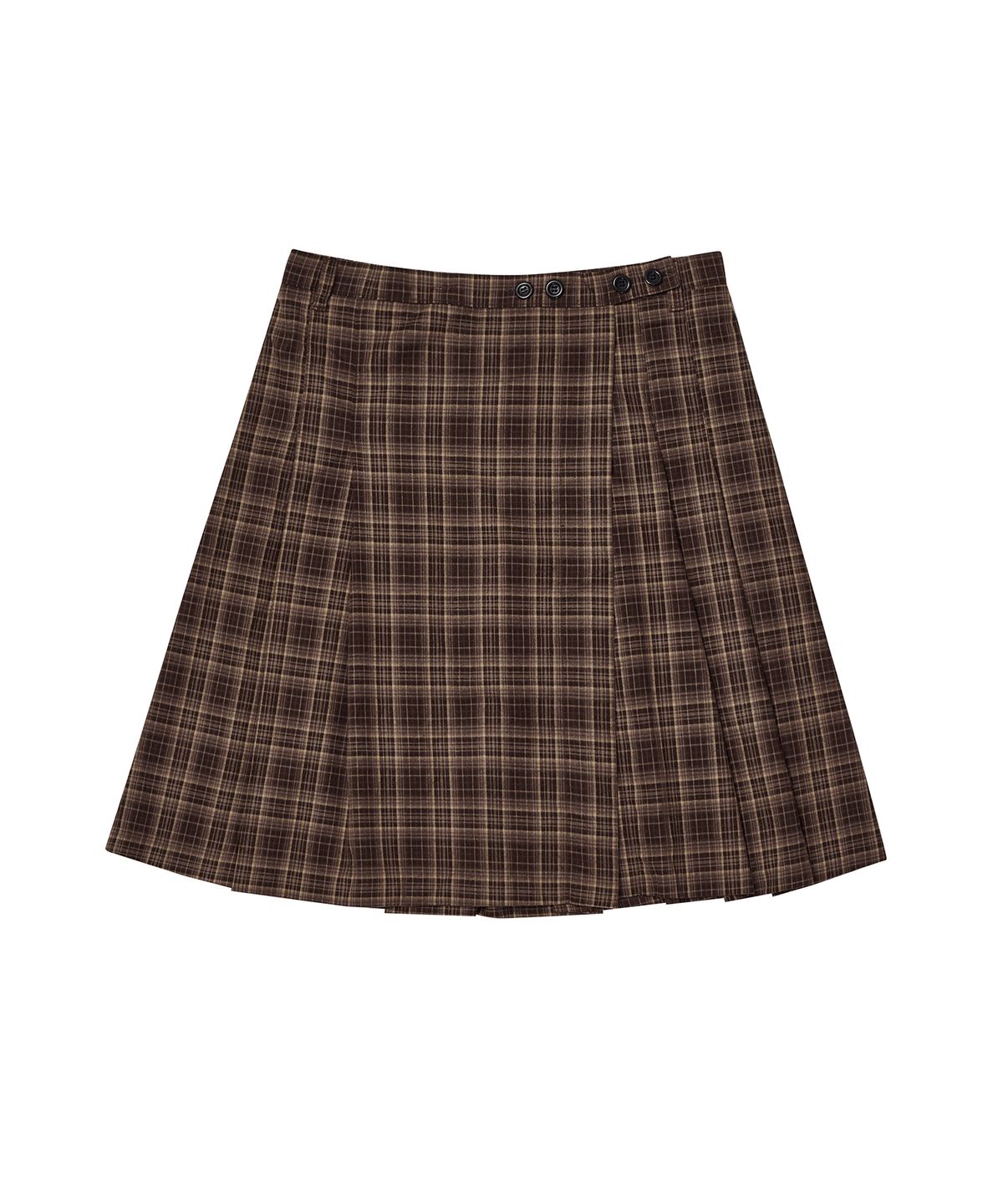 데프가먼츠(DEFGARMENTS) CHECK PLEATED WRAP SKIRT [2COLOR]
