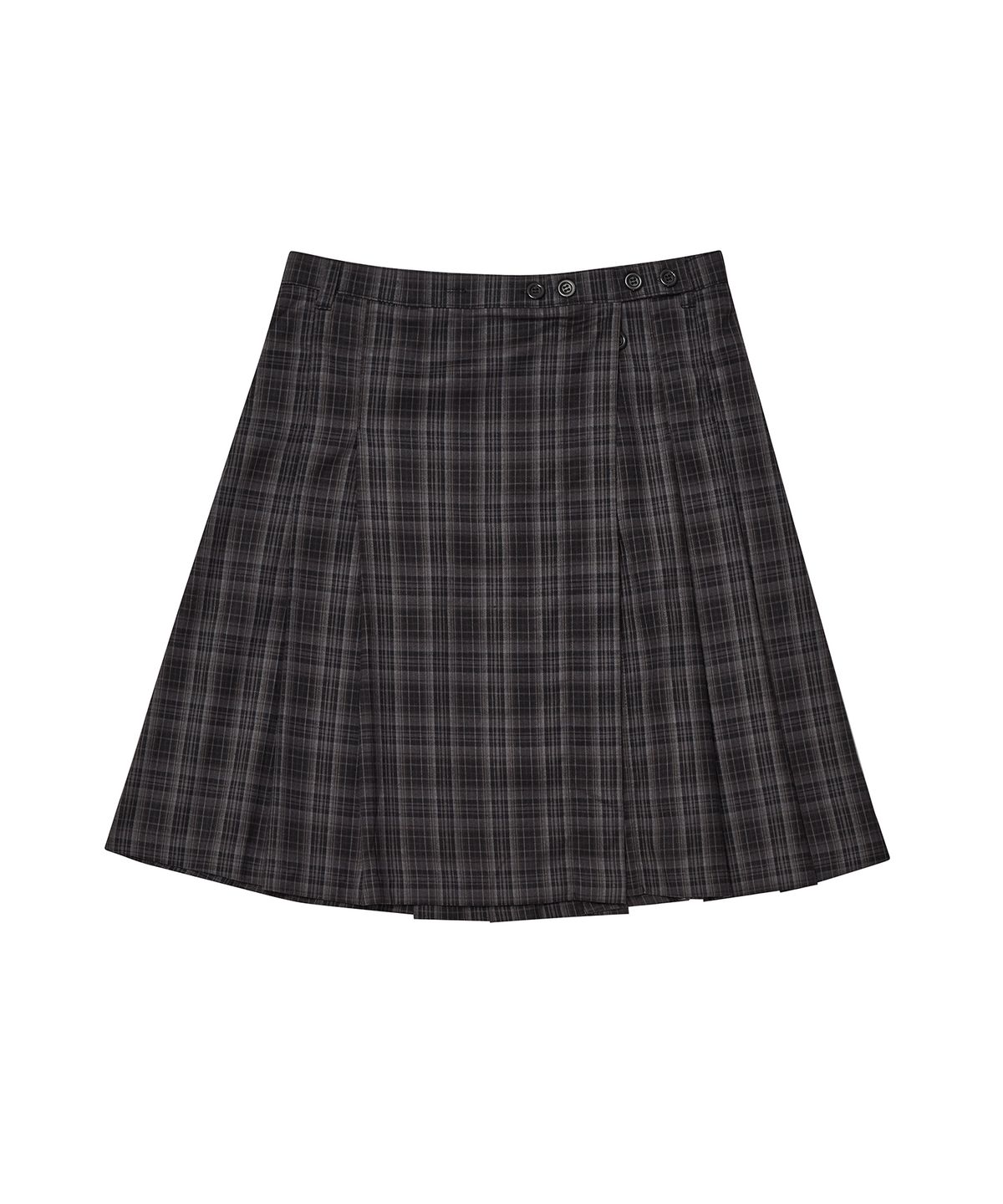데프가먼츠(DEFGARMENTS) CHECK PLEATED WRAP SKIRT [2COLOR]
