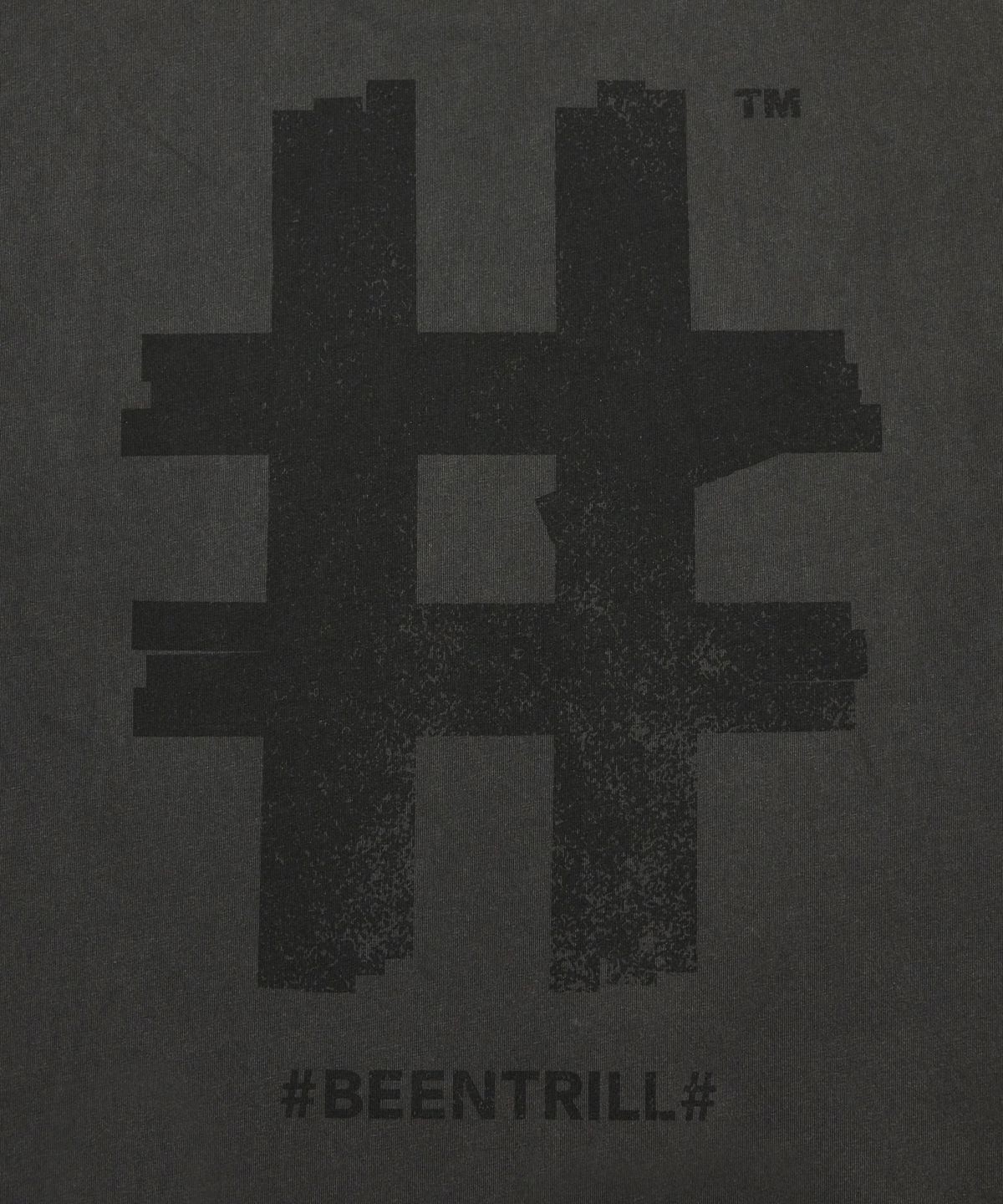 빈트릴(BEENTRILL) 스탬프 해시태그 피그먼트 롱슬리브(차콜)