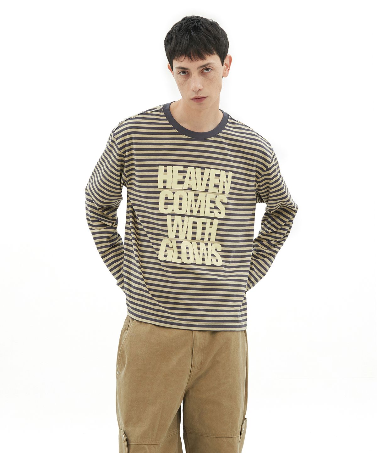 데프가먼츠(DEFGARMENTS) HEAVEN LETTERING STRIPE LONG SLEEVE [2COLOR]
