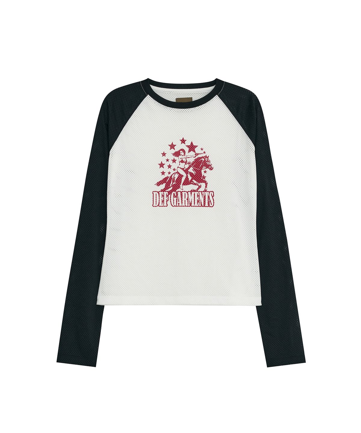 데프가먼츠(DEFGARMENTS) COWGIRL RAGLAN MESH TOP [OFF-WHITE]