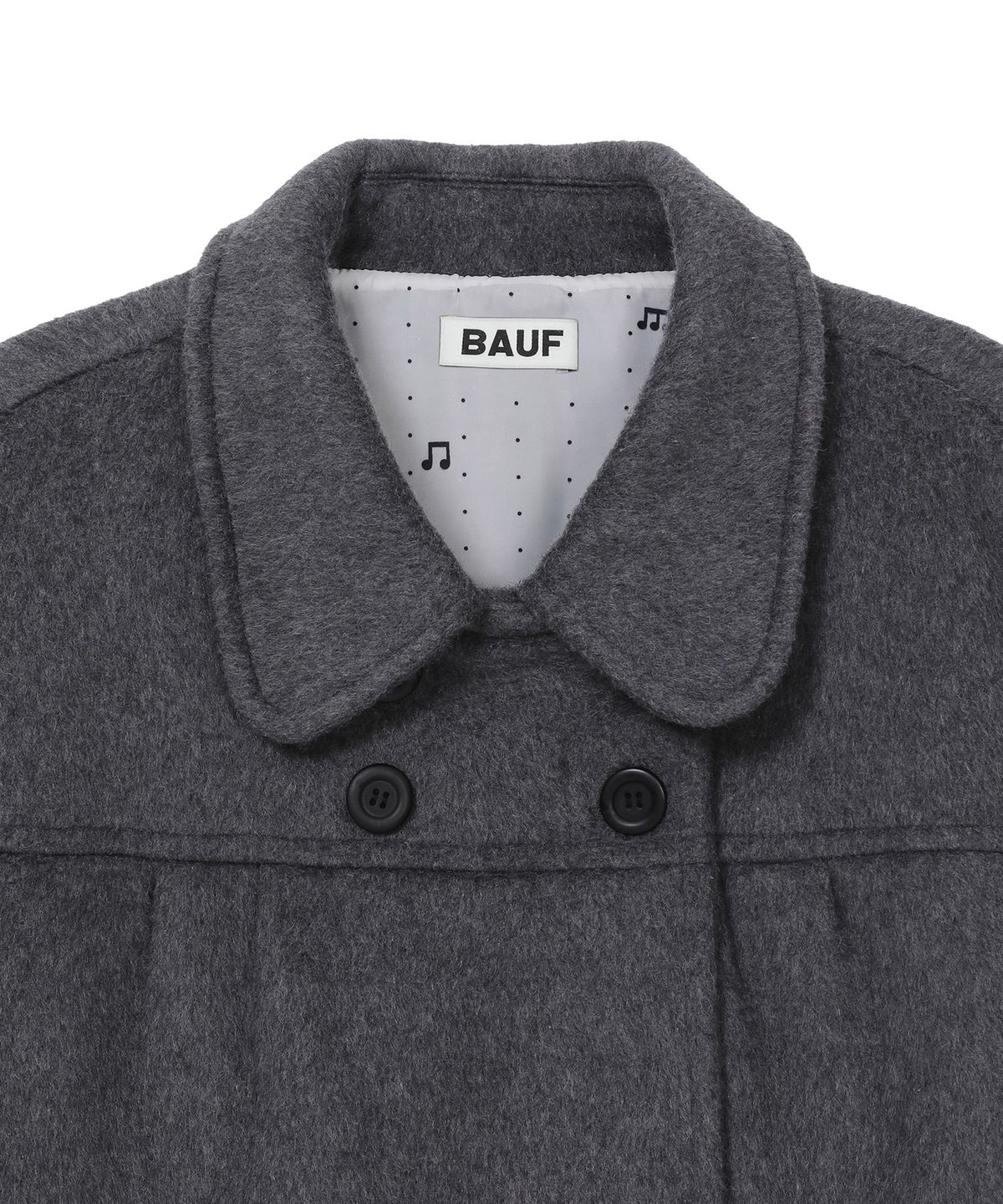바우프(BAUF) 라운드 셔링 숏 코트 [차콜]