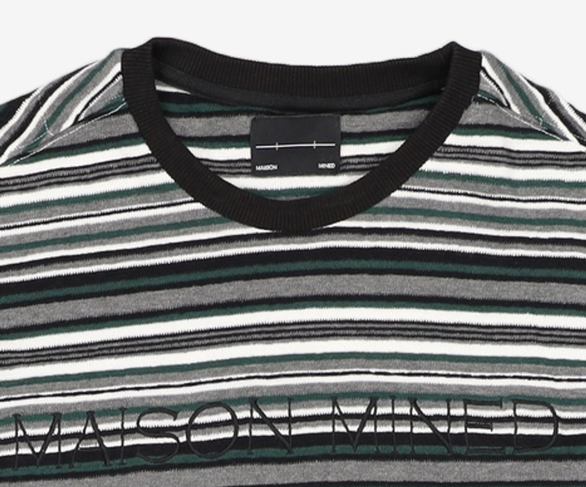 메종미네드(MAISON MINED) MULTICOLOR STRIPE HALF T GREEN L