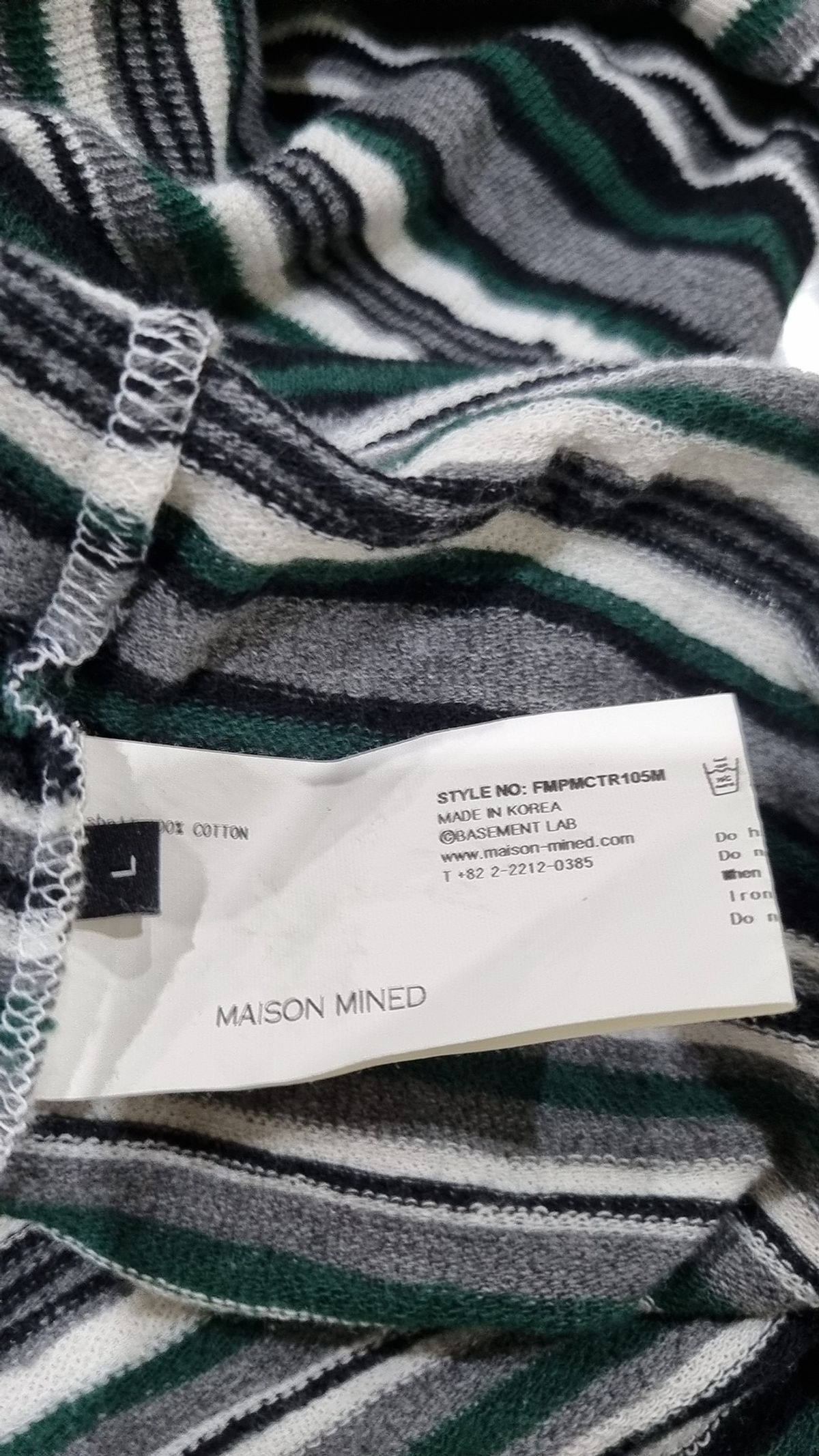 메종미네드(MAISON MINED) MULTICOLOR STRIPE HALF T GREEN L