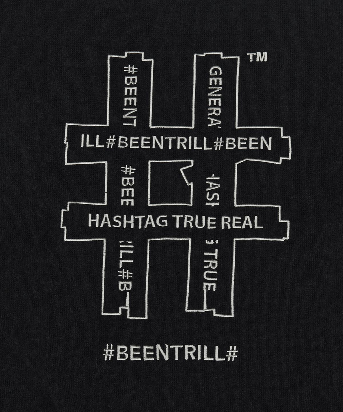 빈트릴(BEENTRILL) 셔닐 해시태그 맨투맨(블랙)