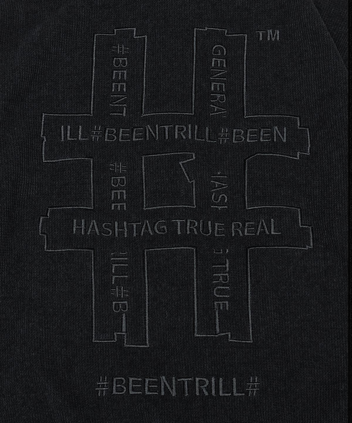빈트릴(BEENTRILL) 셔닐 해시태그 후드 집업(블랙)