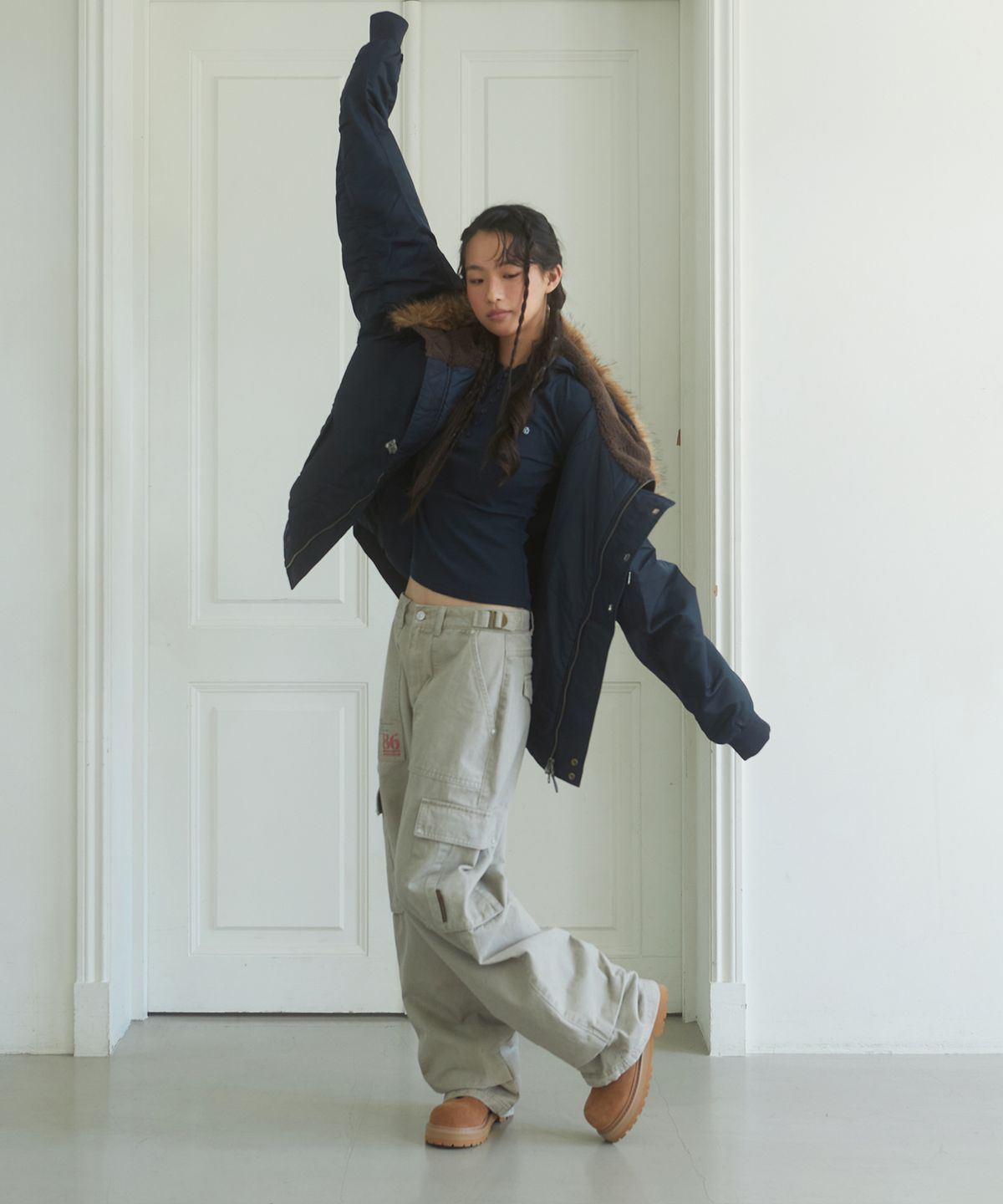 데프가먼츠(DEFGARMENTS) MA-1 HOOK FUR JACKET [NAVY]