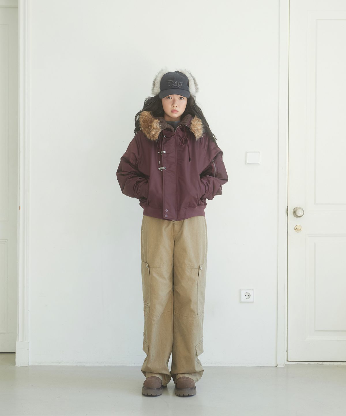 데프가먼츠(DEFGARMENTS) MA-1 HOOK FUR JACKET [WINE]