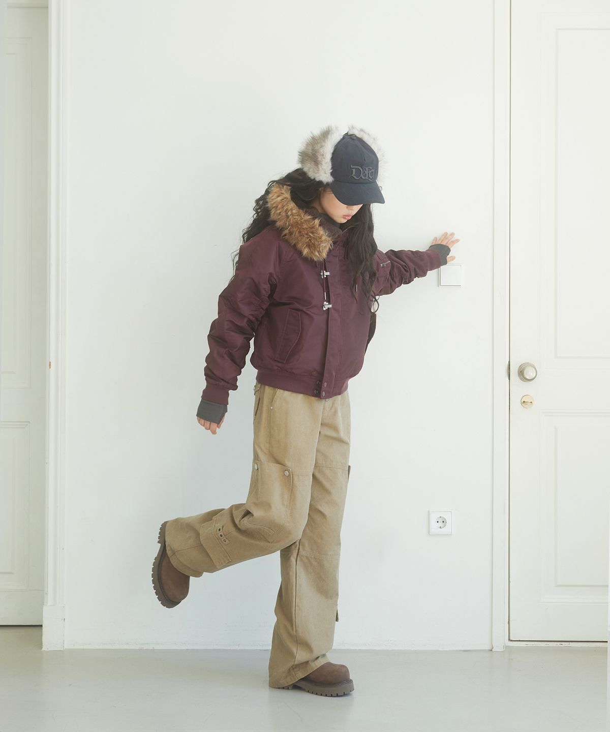 데프가먼츠(DEFGARMENTS) MA-1 HOOK FUR JACKET [WINE]