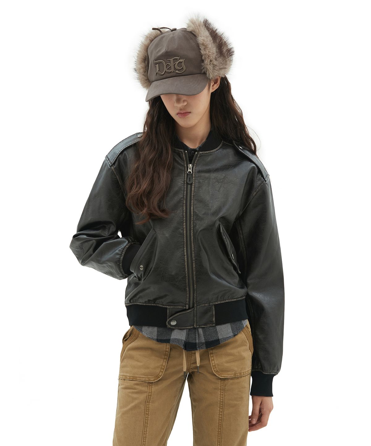 데프가먼츠(DEFGARMENTS) BLEACHED LEATHER JACKET [BLACK]