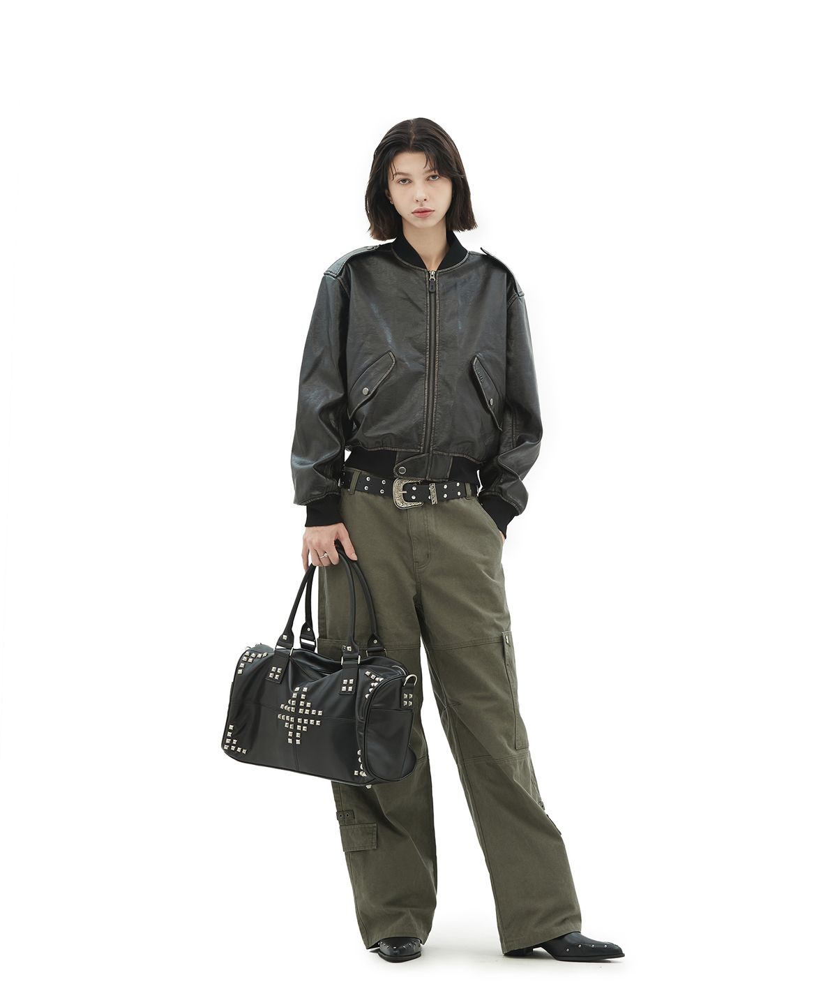 데프가먼츠(DEFGARMENTS) BLEACHED LEATHER JACKET [BLACK]