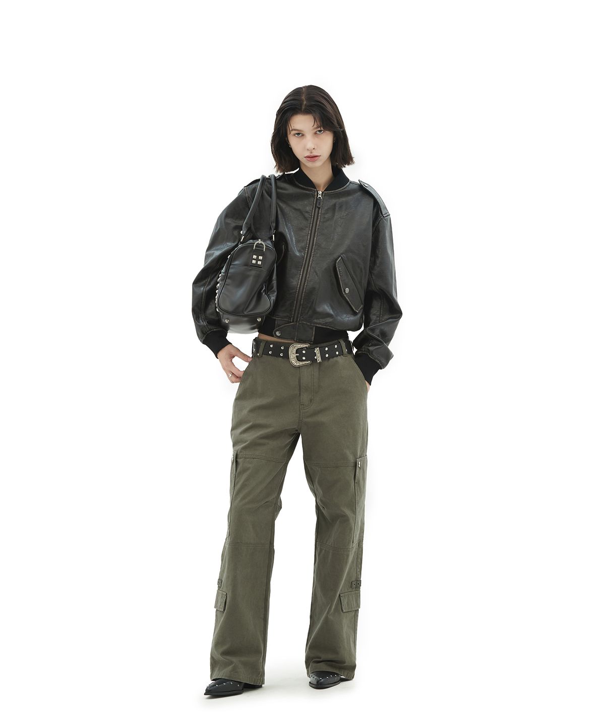 데프가먼츠(DEFGARMENTS) BLEACHED LEATHER JACKET [BLACK]