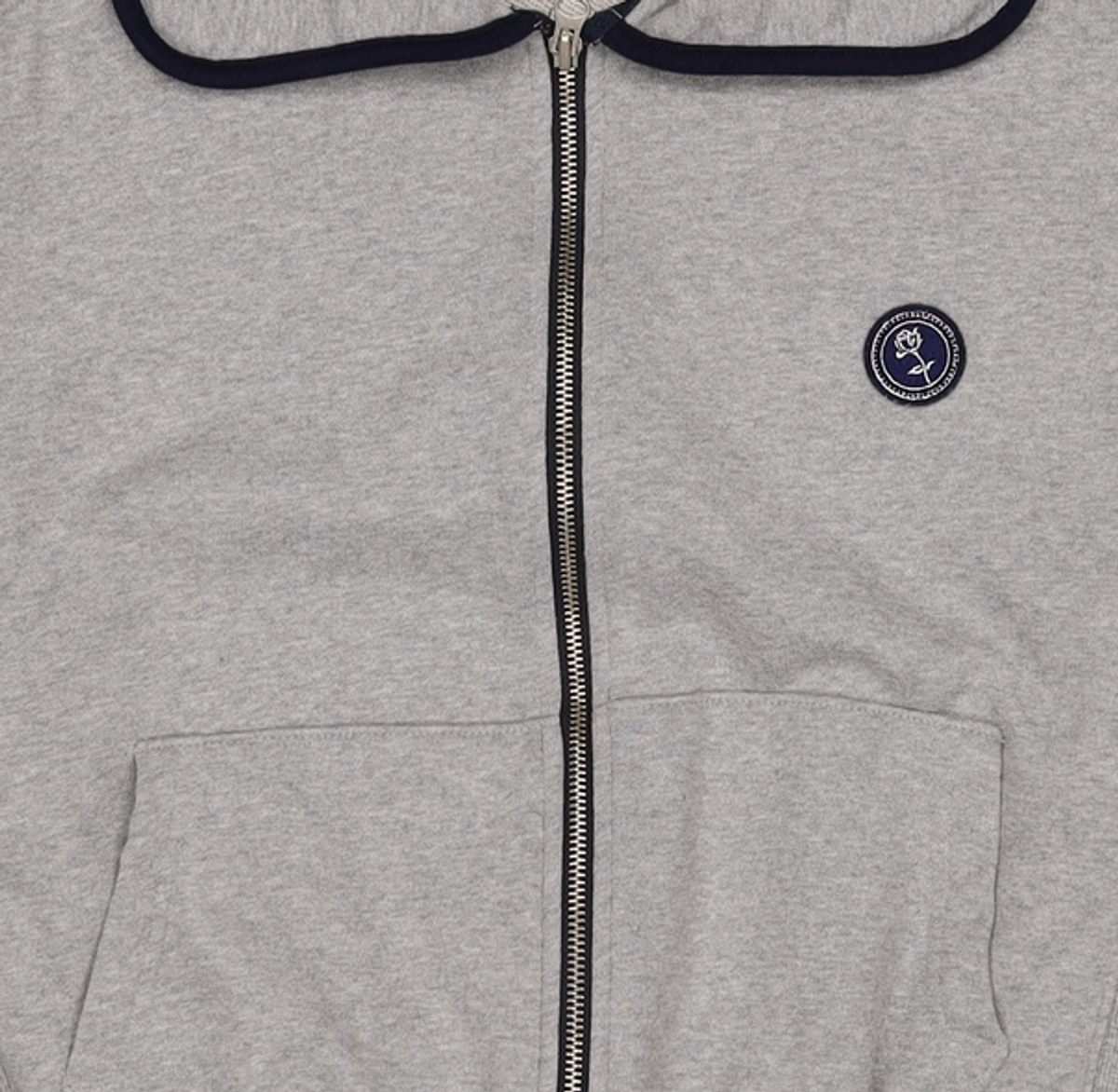 논로컬(NONLOCAL) Rose Wappen Collar zip-up - Grey FREE