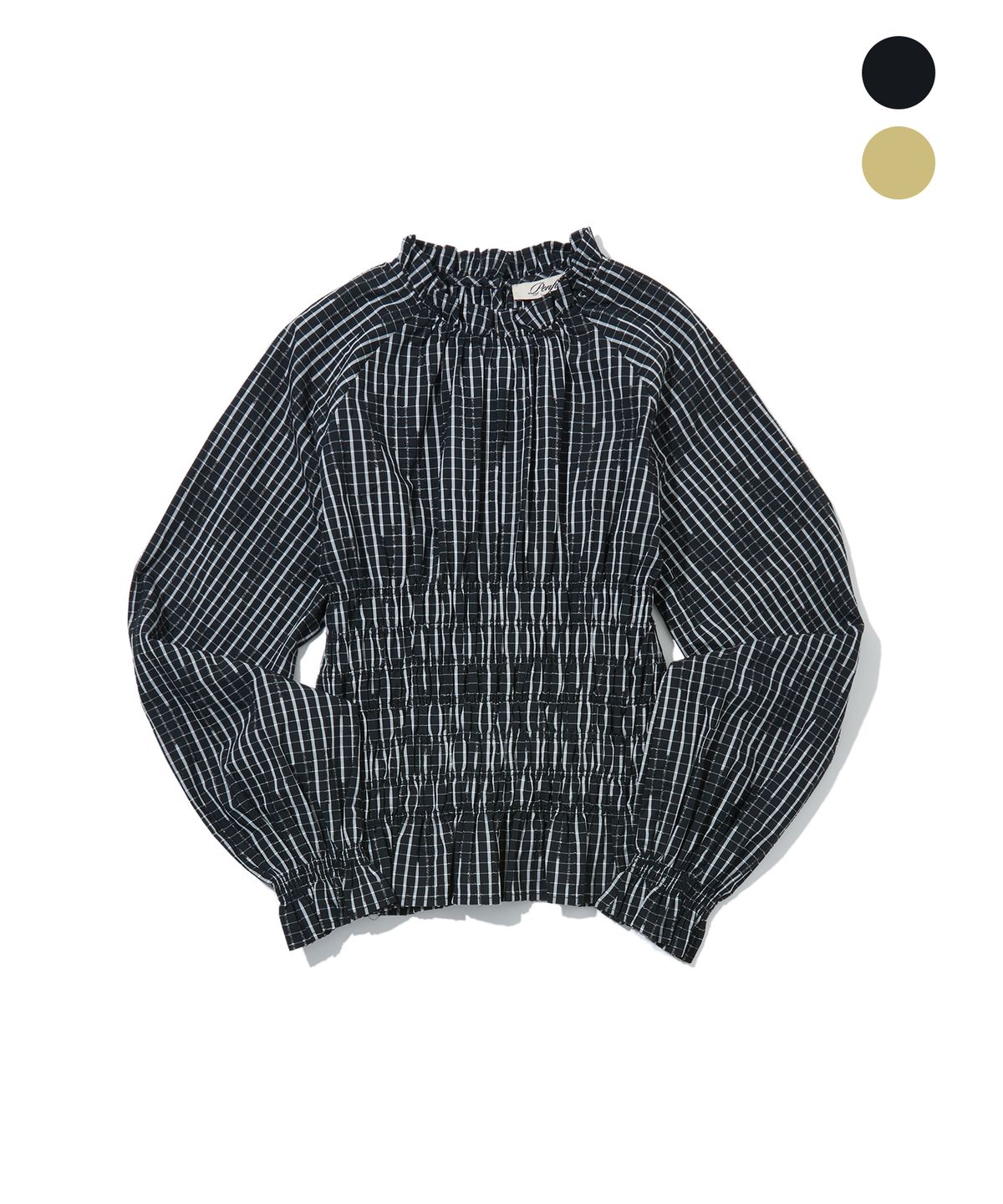 펜필드(PENFIELD) [PF]벌룬 체크 스모킹 블라우스_우먼_FS3WR21F
