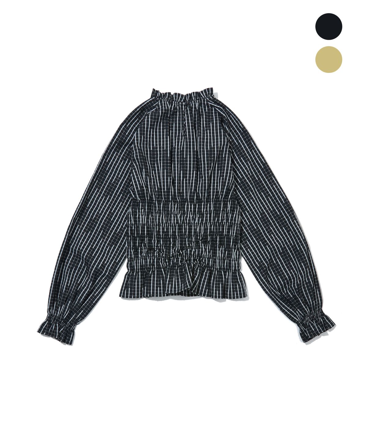 펜필드(PENFIELD) [PF]벌룬 체크 스모킹 블라우스_우먼_FS3WR21F