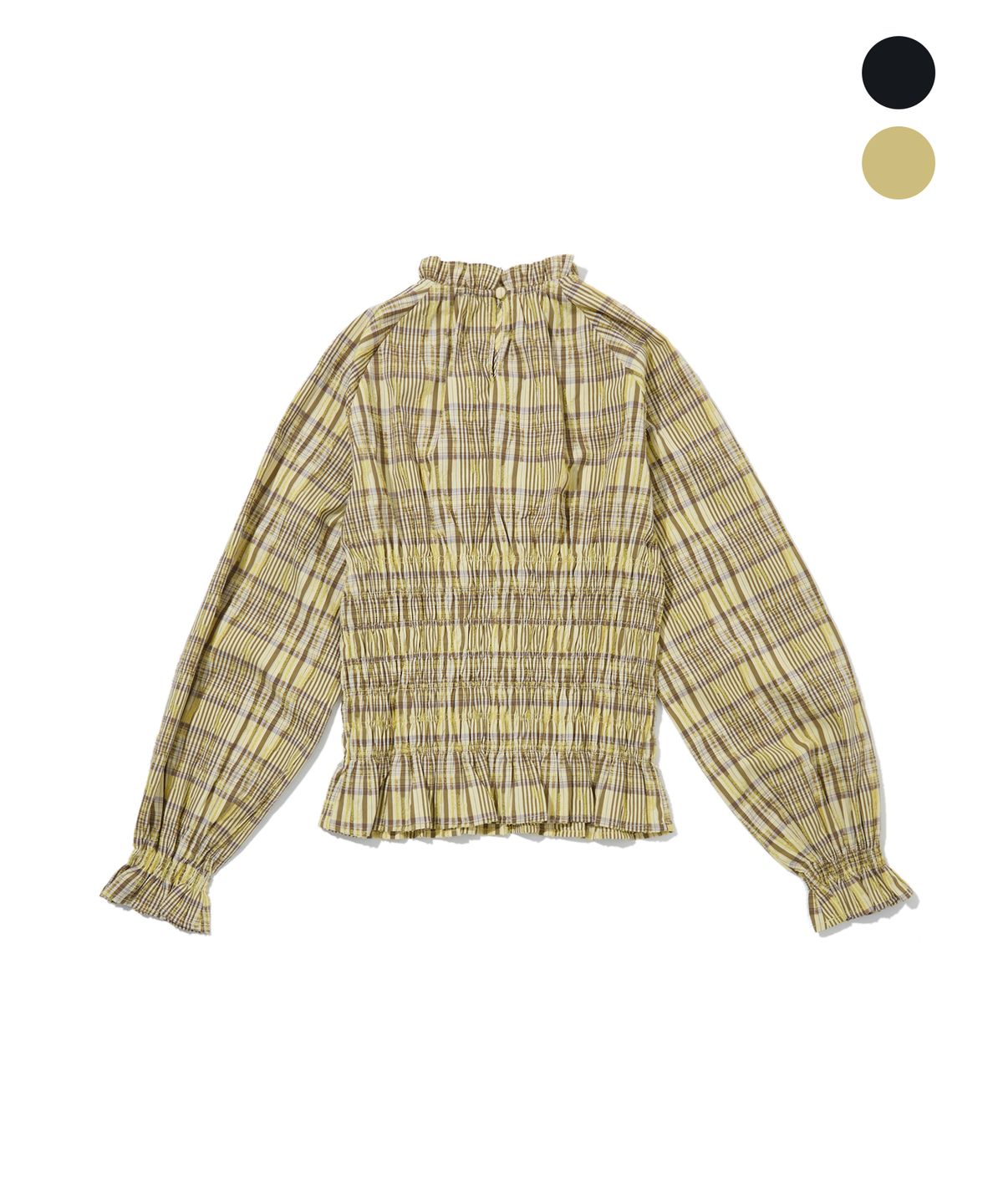 펜필드(PENFIELD) [PF]벌룬 체크 스모킹 블라우스_우먼_FS3WR21F
