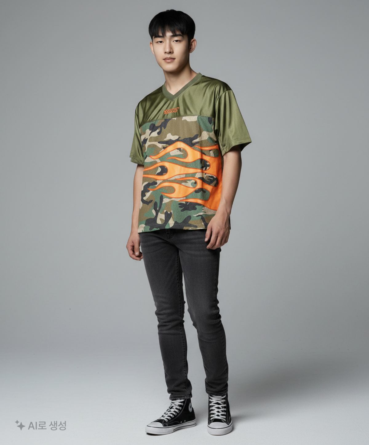 예스아이씨(YESEYESEE) Y.E.S Satin Football Tee Camo M