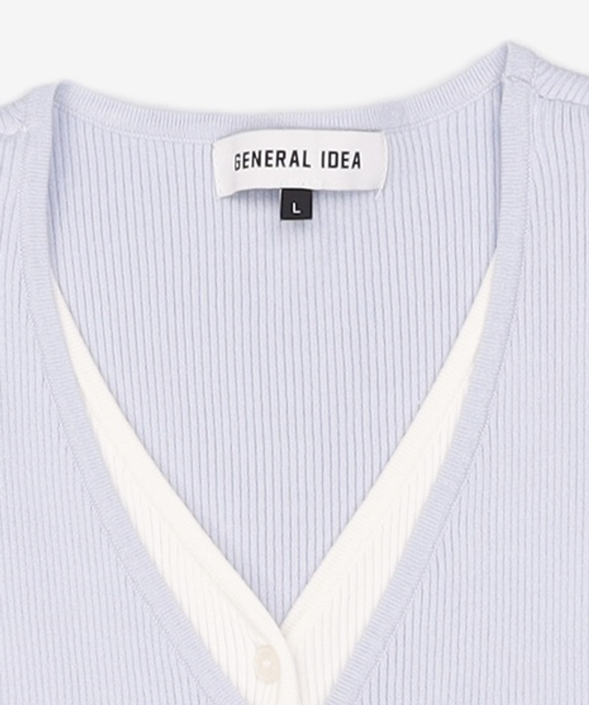제너럴 아이디어(GENERAL IDEA) 스카프 레이어드 하프 가디건 [LIGHT BLUE] / WBD2L04544 L