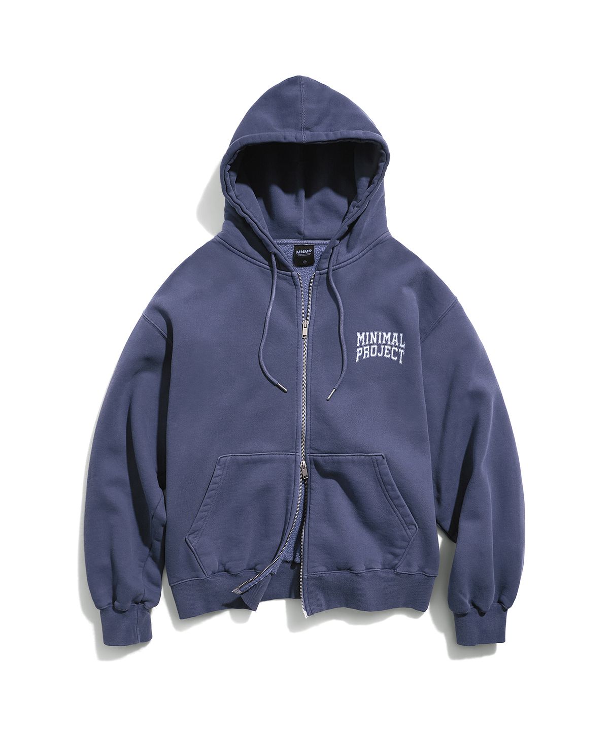 미니멀프로젝트(MINIMALPROJECT) 로우 투웨이 헤비웨이트 피그먼트 기모 릴렉스 핏 후드집업 MZT119 [NAVY]