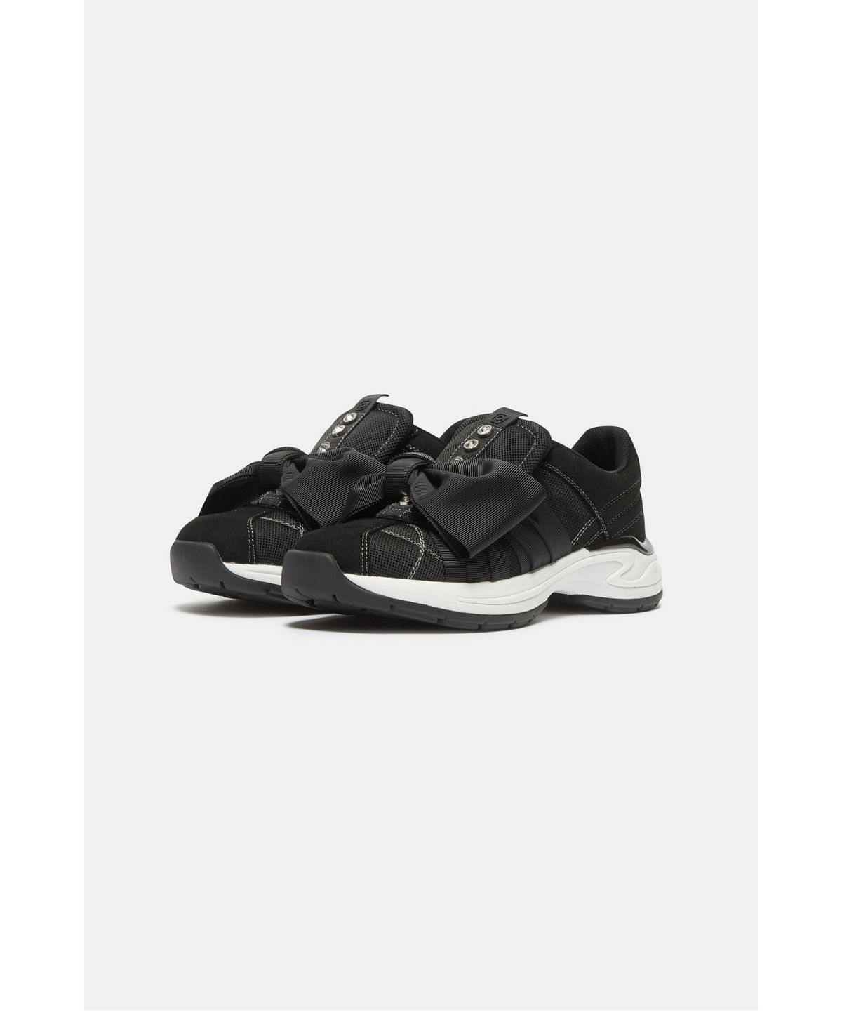 슈콤마보니(SUECOMMA BONNIE) Volume ribbon slip-on sneakers(black)_DG4DA26512BLK