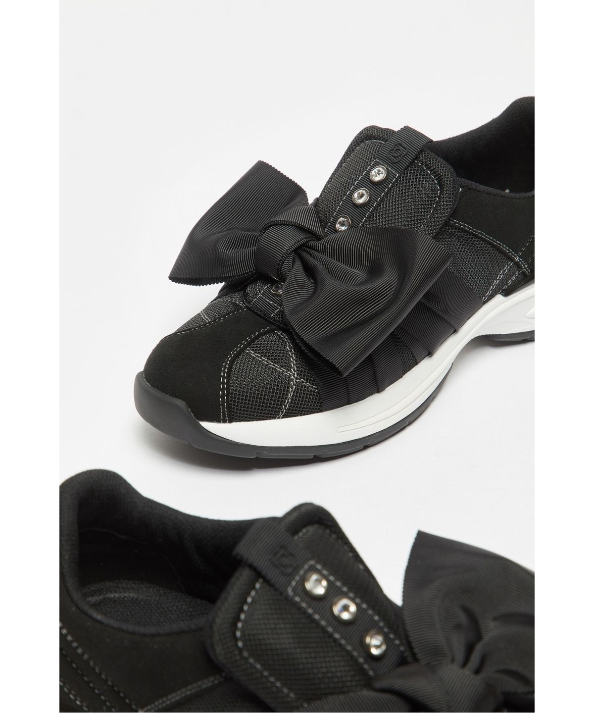 슈콤마보니(SUECOMMA BONNIE) Volume ribbon slip-on sneakers(black)_DG4DA26512BLK