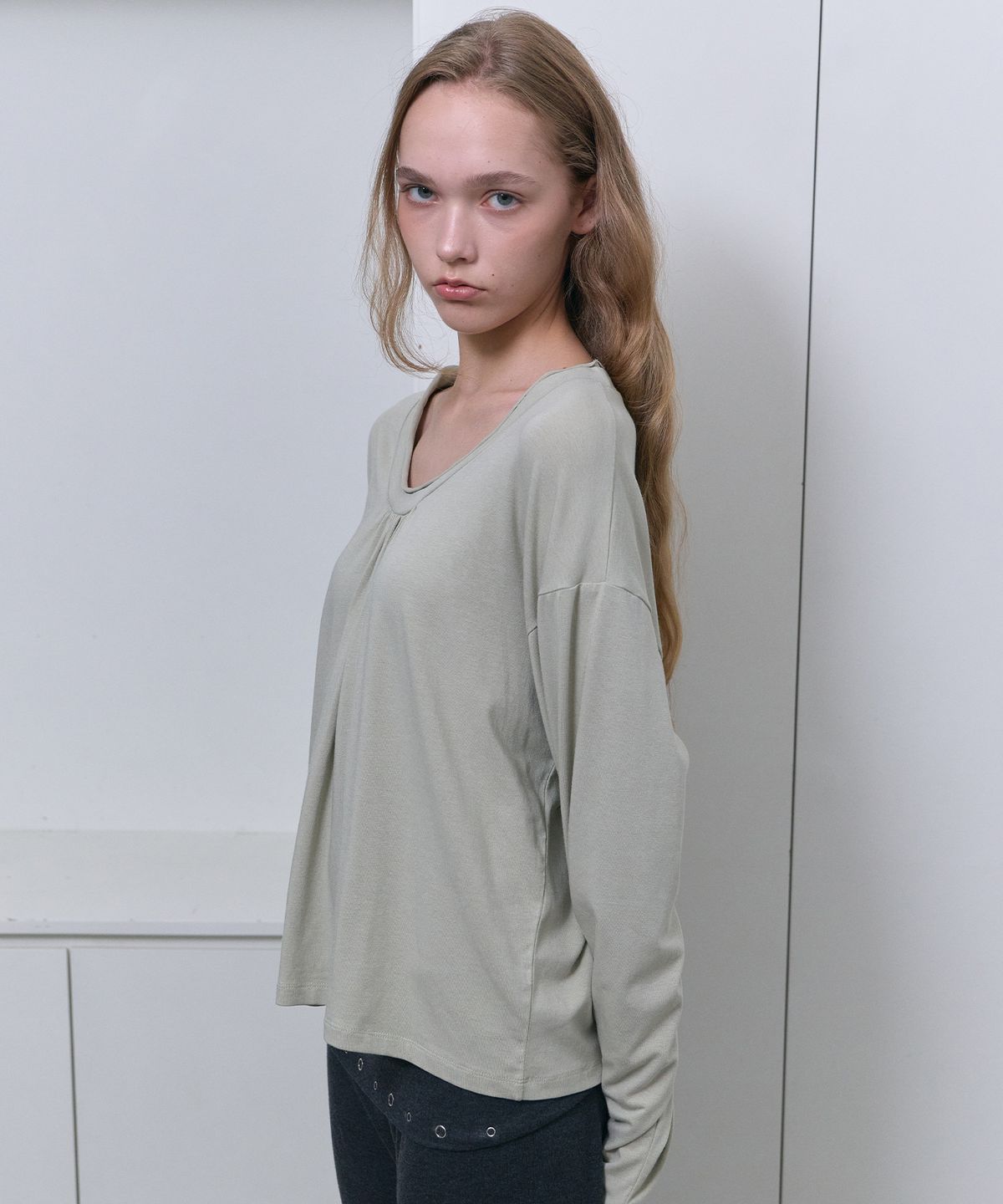 디어스토커(DEARSTALKER) D.basic Shirring Long Tee - 3 Color
