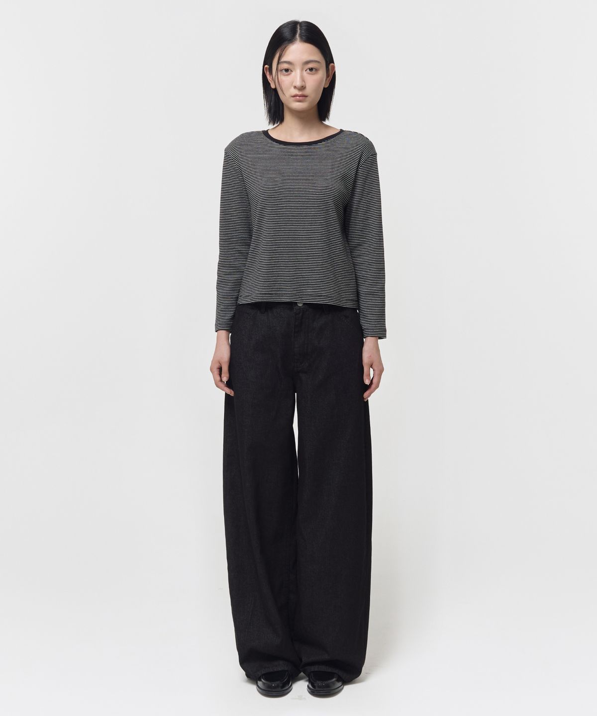 지비에이치 어패럴(GBH APPAREL) WIDE CINCH-BACK JEAN / BLACK
