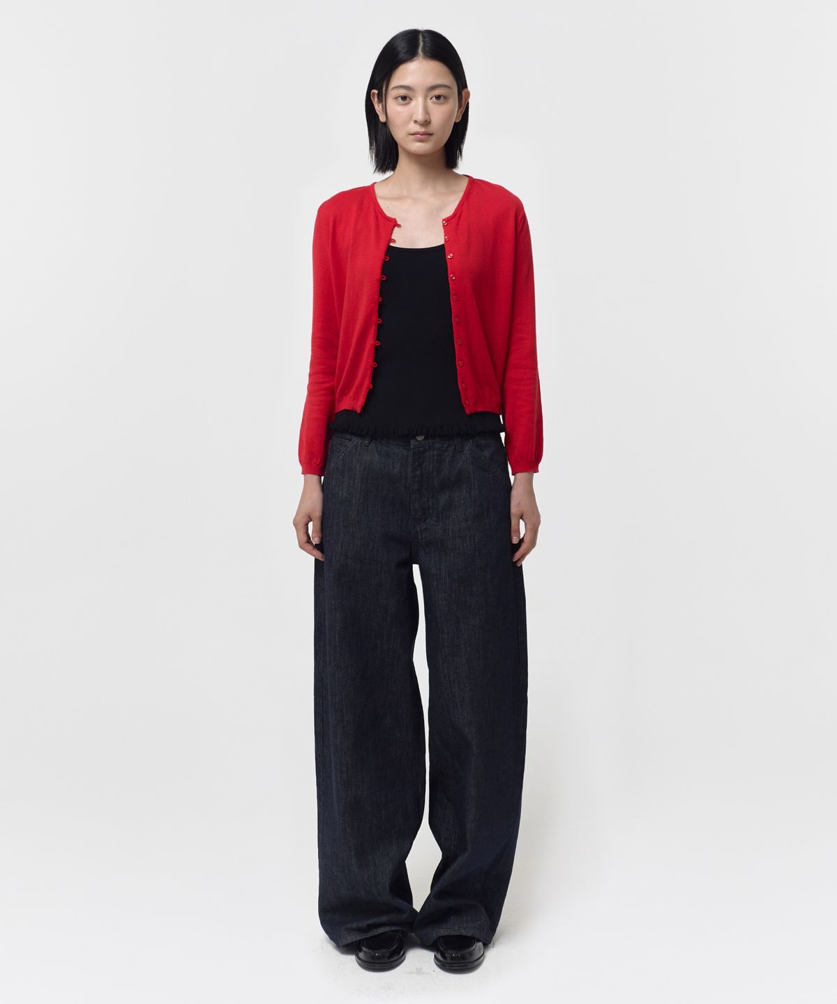 지비에이치 어패럴(GBH APPAREL) CASHMERE PETITE CARDIGAN / RED