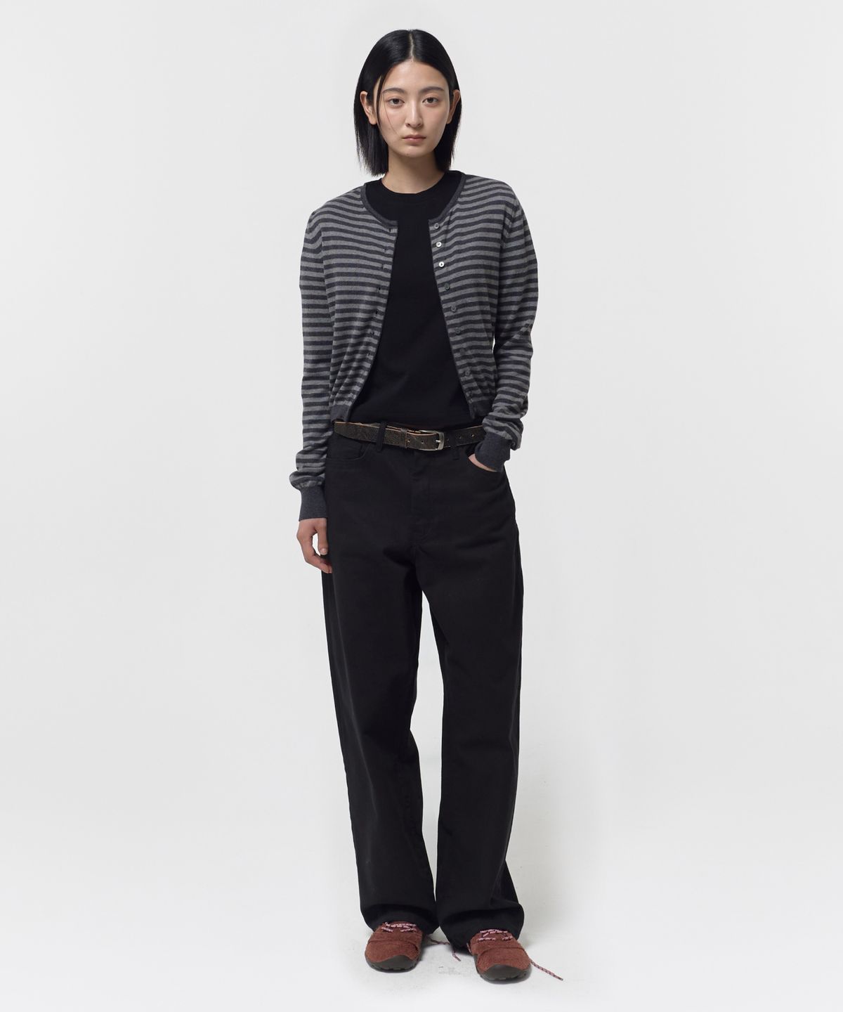 지비에이치 어패럴(GBH APPAREL) CASHMERE ANG CARDIGAN / GREY STRIPE