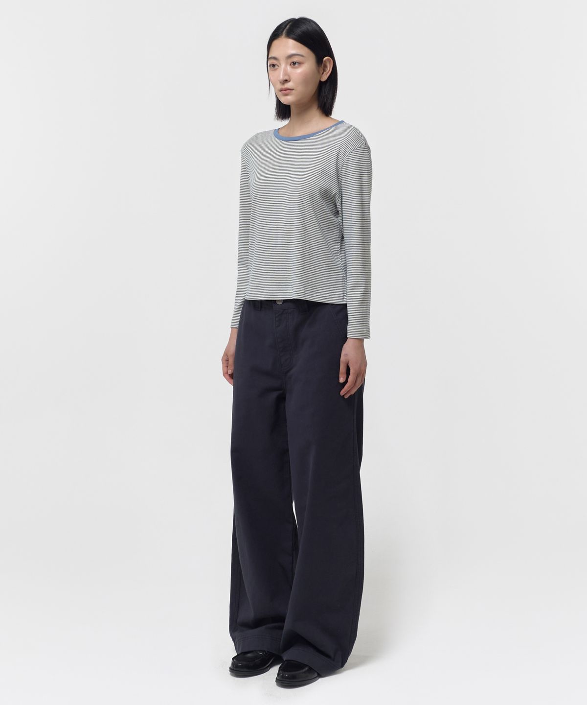 지비에이치 어패럴(GBH APPAREL) MID SLEEVE STRIPE TOP / LIGHT BLUE