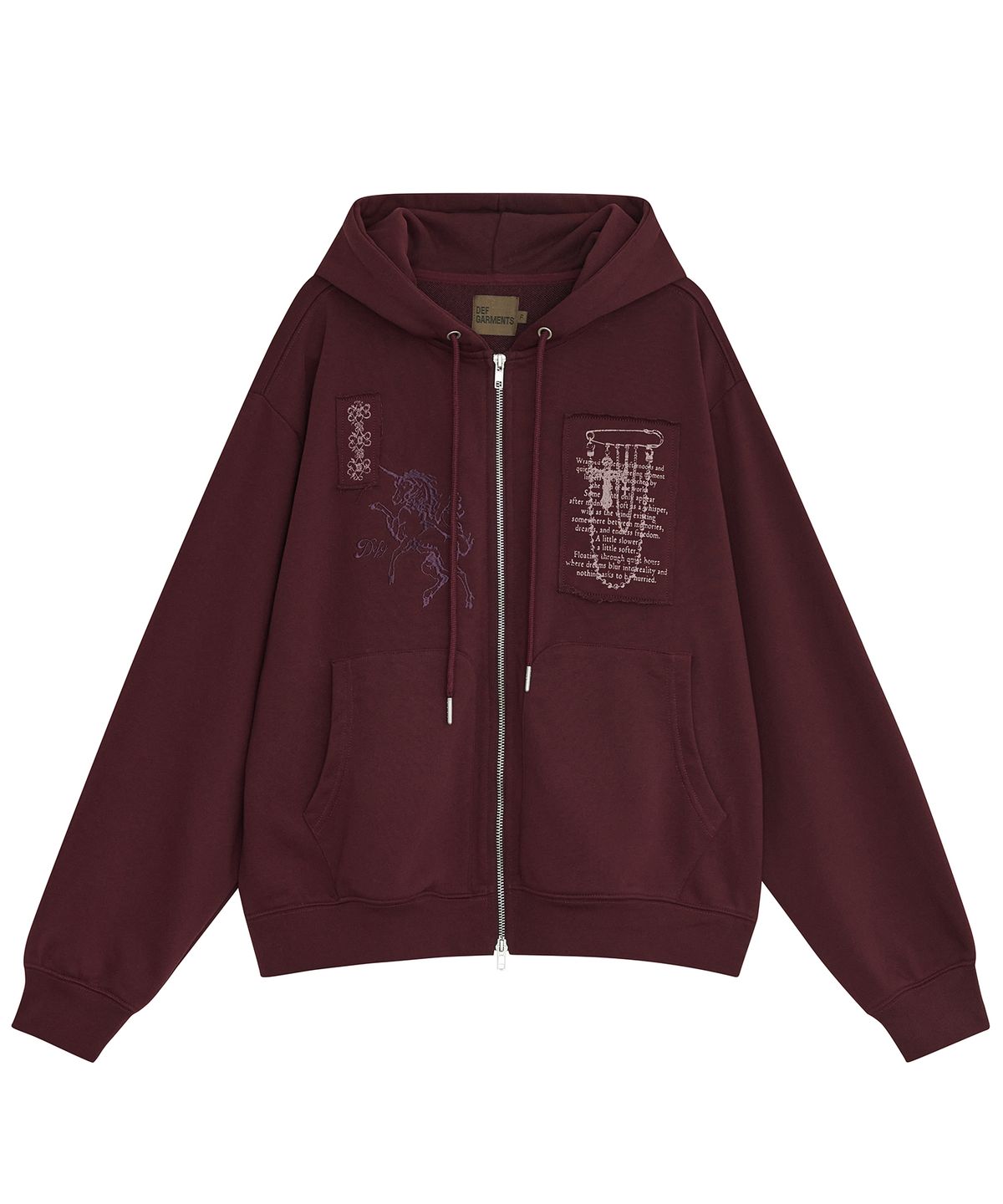 데프가먼츠(DEFGARMENTS) PATCH GRAPHIC HOOD ZIP-UP [2COLOR]