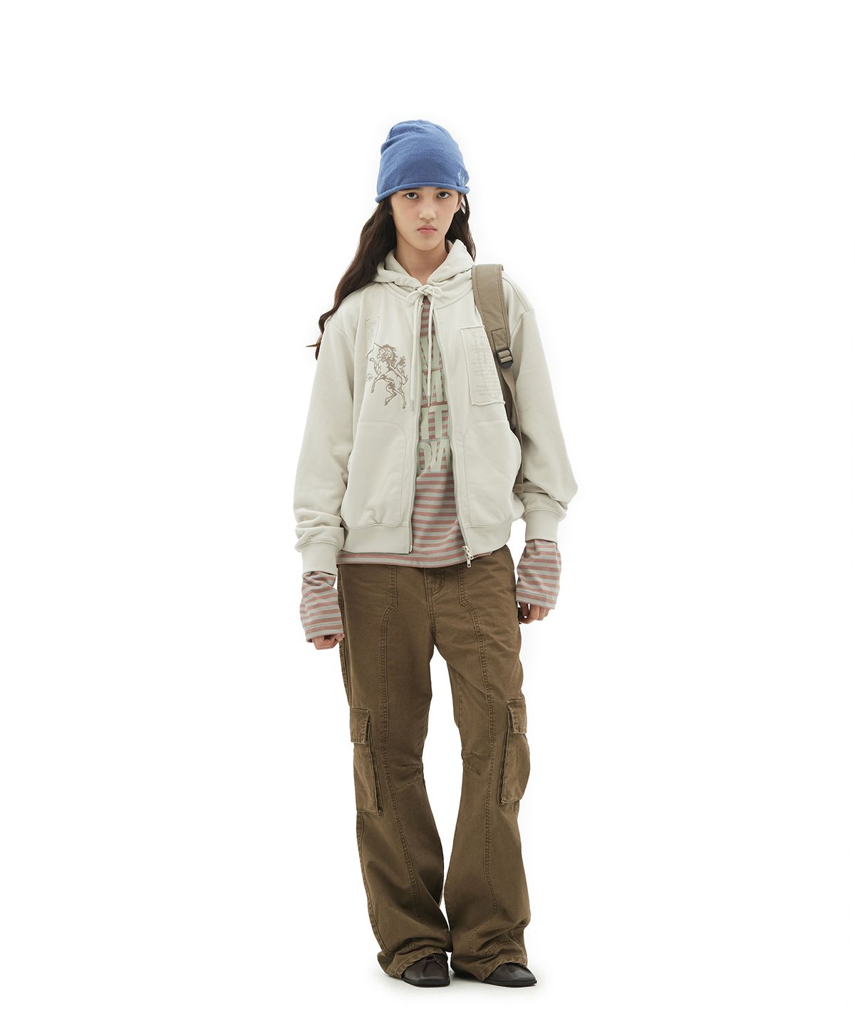 데프가먼츠(DEFGARMENTS) PATCH GRAPHIC HOOD ZIP-UP [2COLOR]
