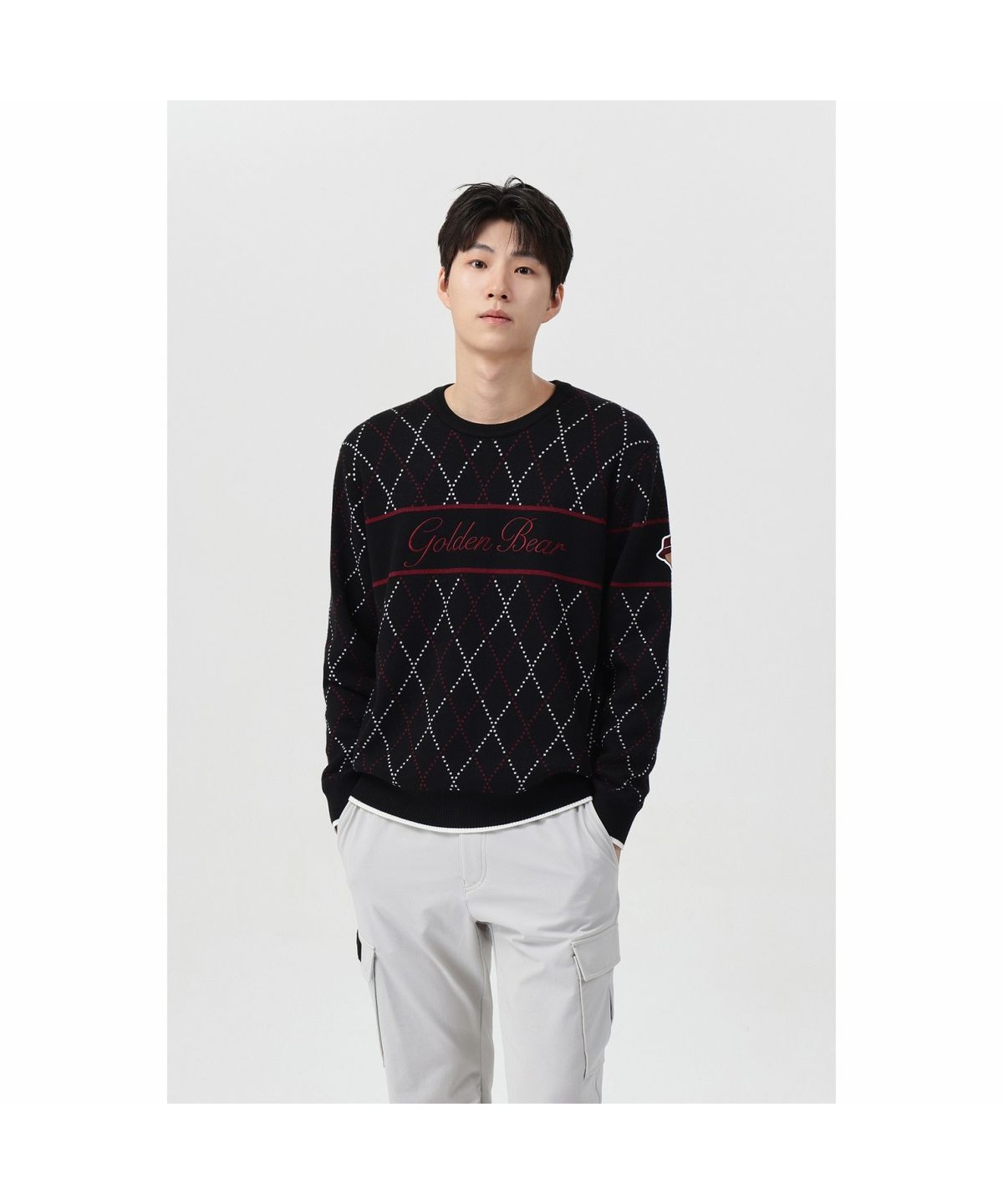 골든베어(GOLDEN BEAR) (남성) Argyle Crewneck Sweater G4WAW26001BKX