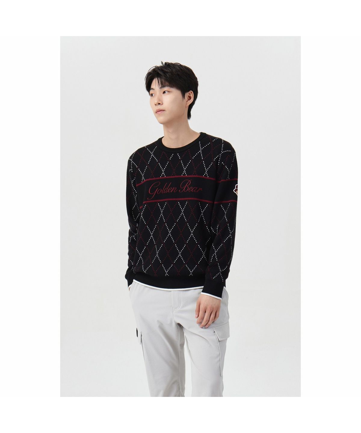 골든베어(GOLDEN BEAR) (남성) Argyle Crewneck Sweater G4WAW26001BKX