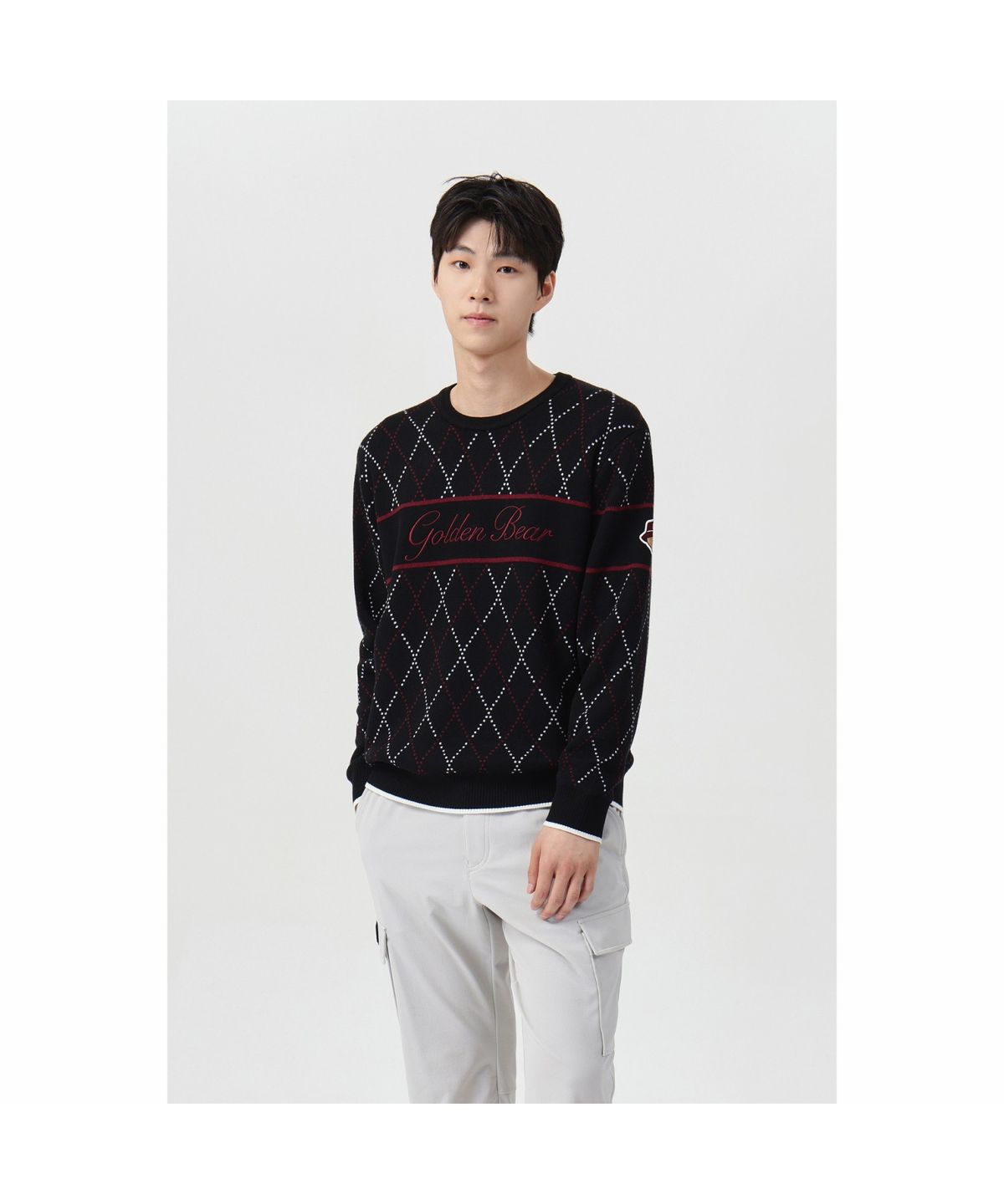 골든베어(GOLDEN BEAR) (남성) Argyle Crewneck Sweater G4WAW26001BKX