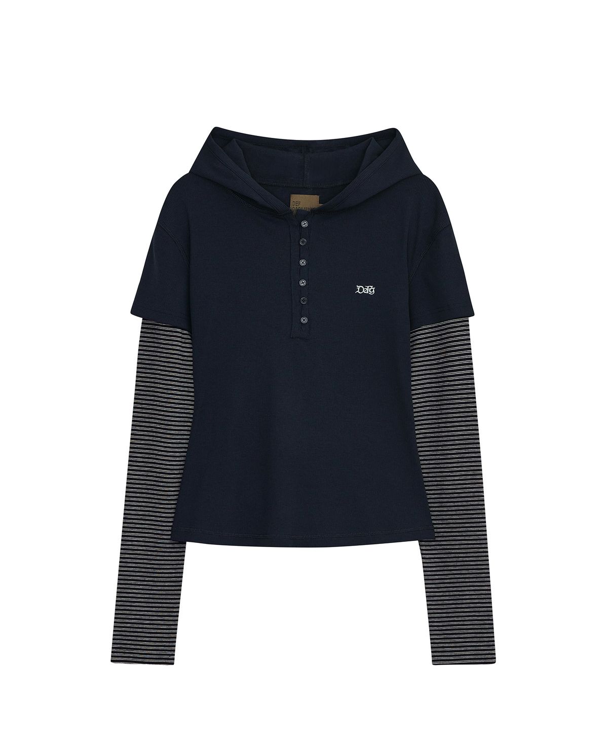 데프가먼츠(DEFGARMENTS) HENLEY NECK LAYERED HOODIE [2COLOR]