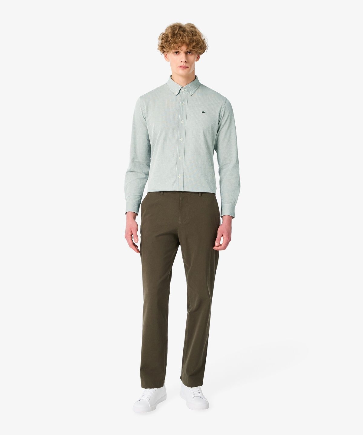 라코스테(LACOSTE) 남성 텍스처 저지 스트라이프 셔츠 CH542E-56N BMY