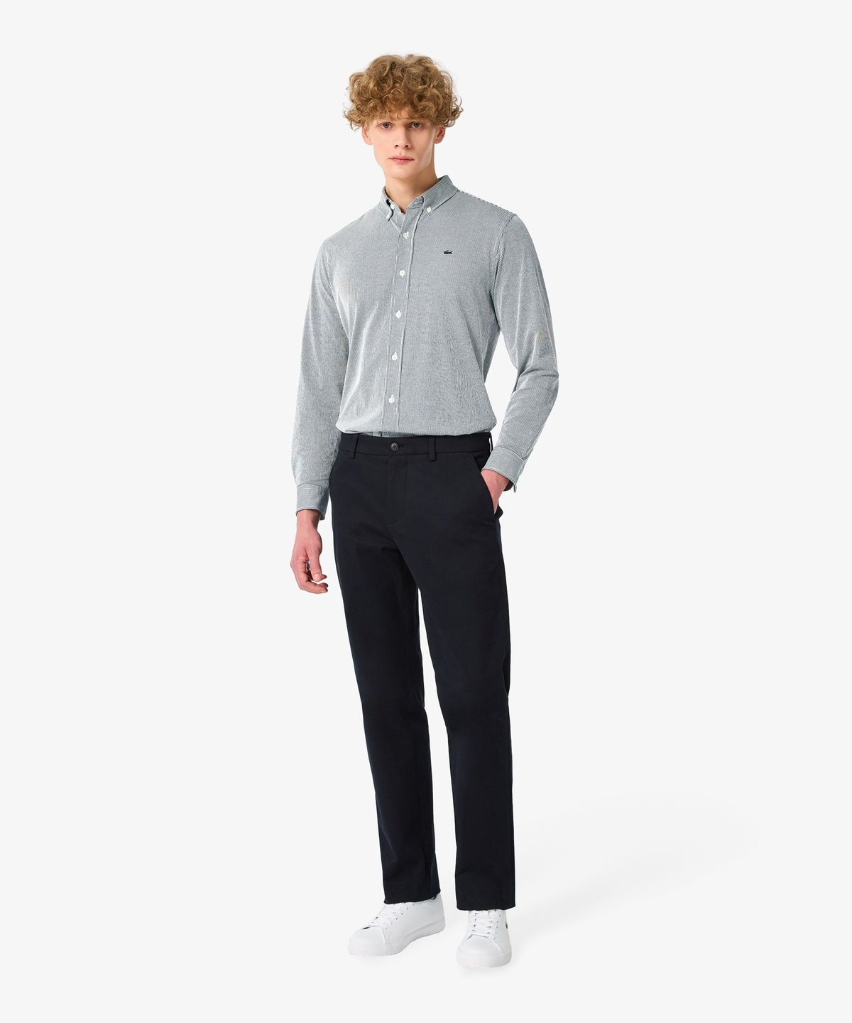 라코스테(LACOSTE) 남성 텍스처 저지 스트라이프 셔츠 CH542E-56N 7EZ