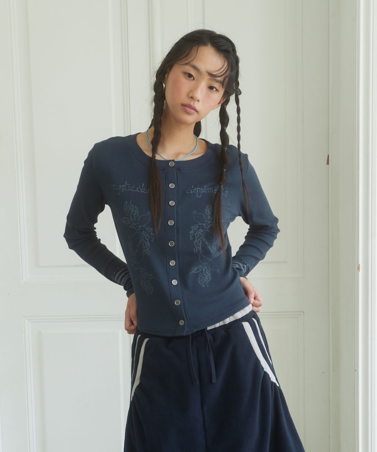 데프가먼츠(DEFGARMENTS) ETHNIC RIB KNIT CARDIGAN [2COLOR]