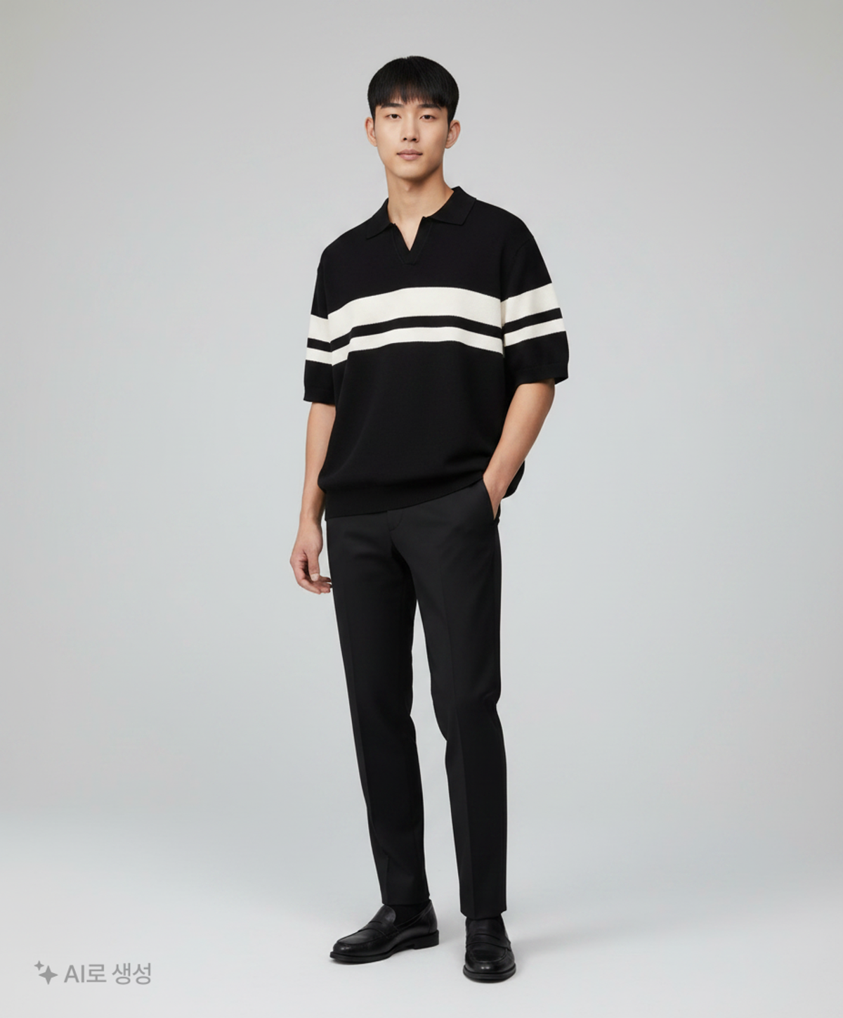 탑텐(TOPTEN) 남성) 쿨라이트 오픈 카라 스웨터_MSF2ET1001BKP 5XL