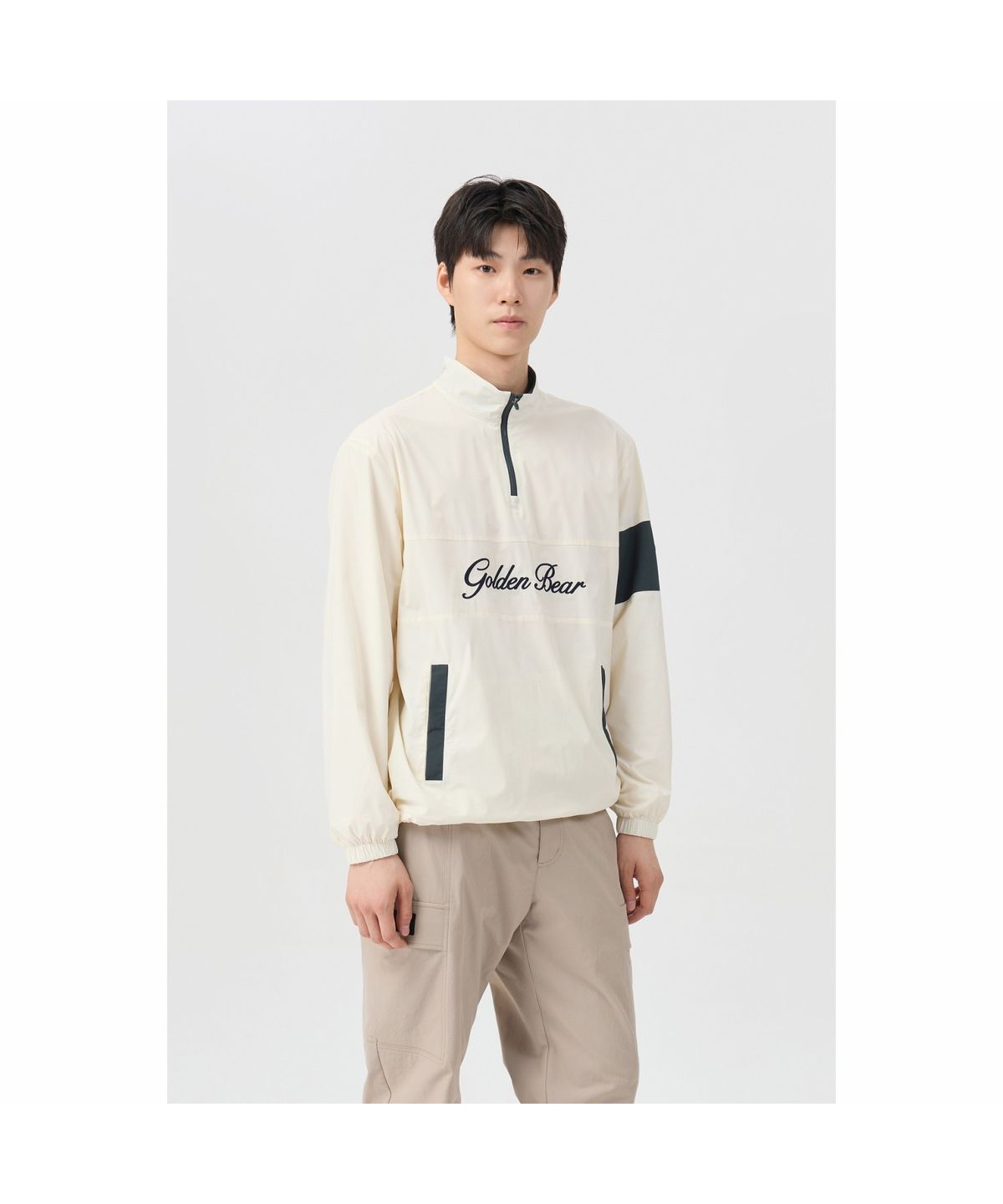 골든베어(GOLDEN BEAR) (남성) Woven Lined Half-Zip Pullover G4TAW26007IVX