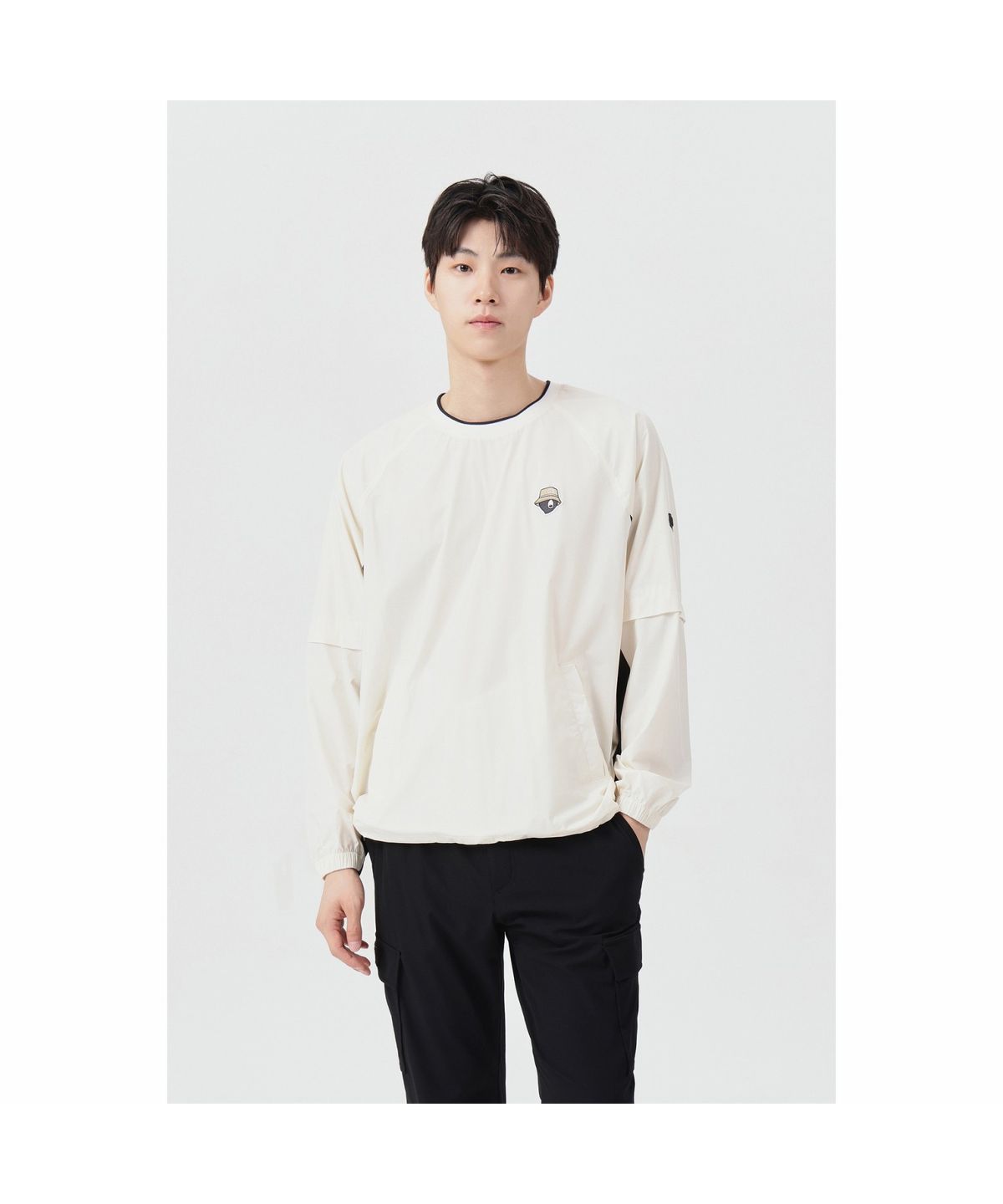 골든베어(GOLDEN BEAR) (남성) Crewneck Mesh Lined Woven Pullover G4TAW26006IVX