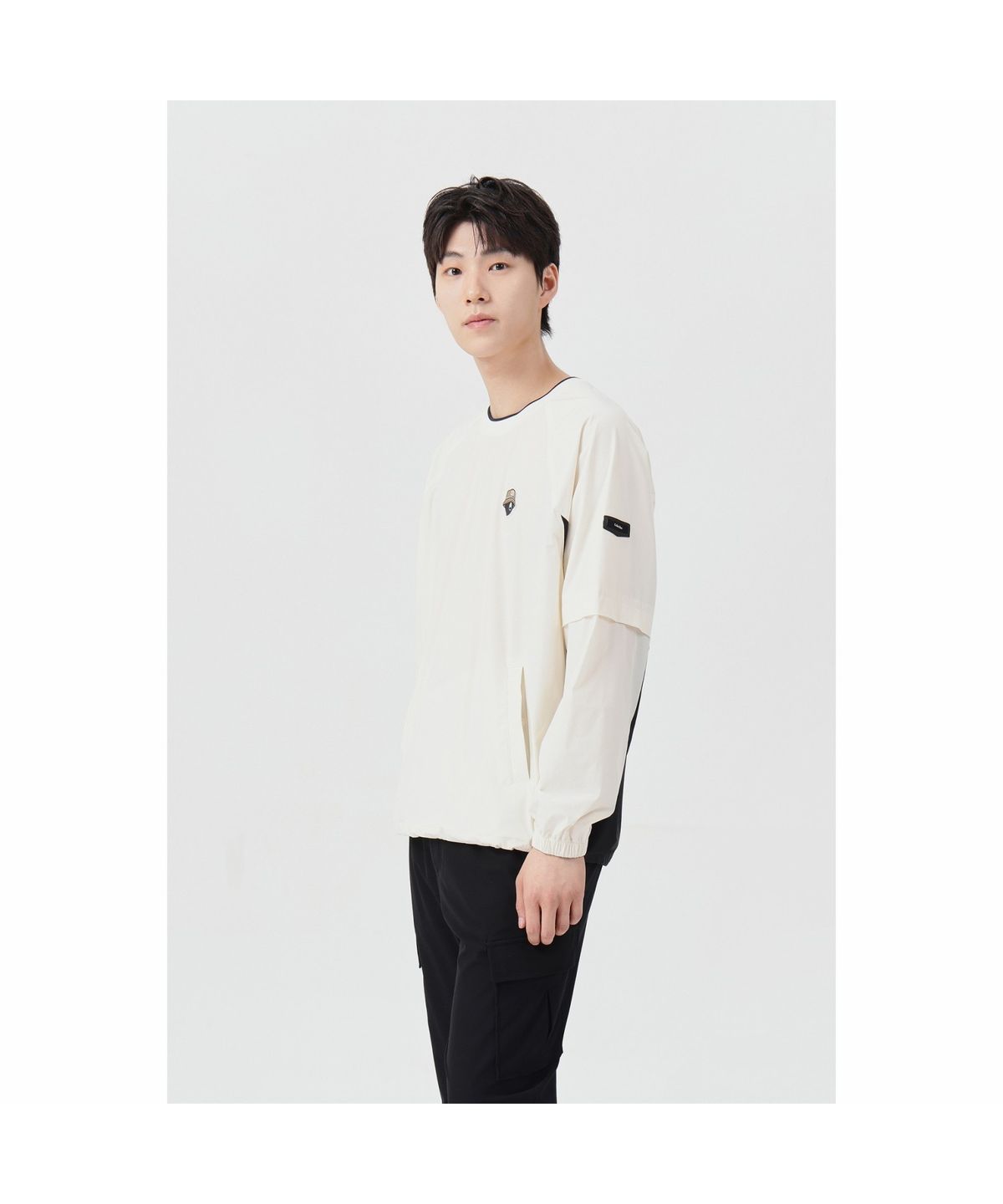 골든베어(GOLDEN BEAR) (남성) Crewneck Mesh Lined Woven Pullover G4TAW26006IVX