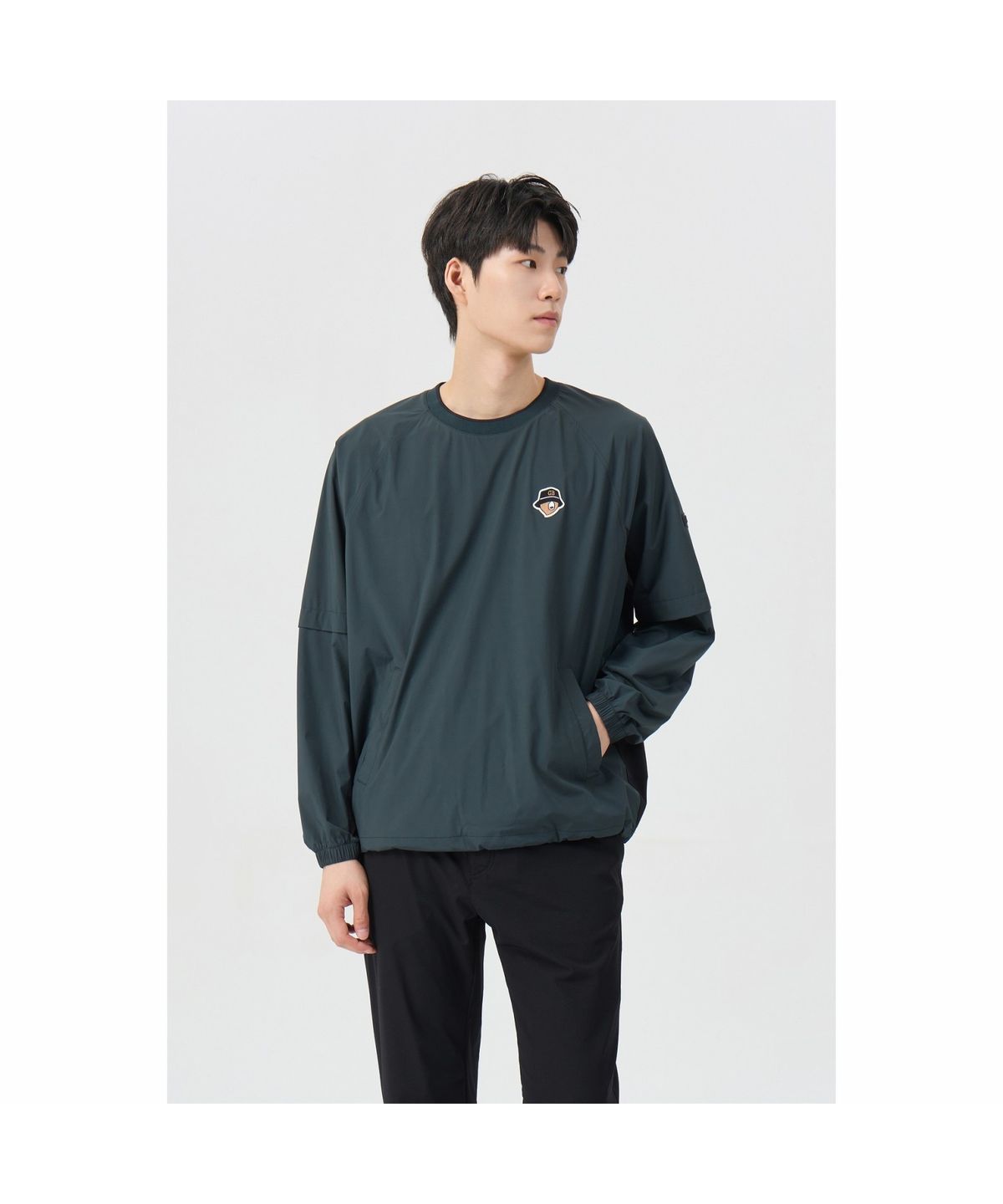 골든베어(GOLDEN BEAR) (남성) Crewneck Mesh Lined Woven Pullover G4TAW26006GRX