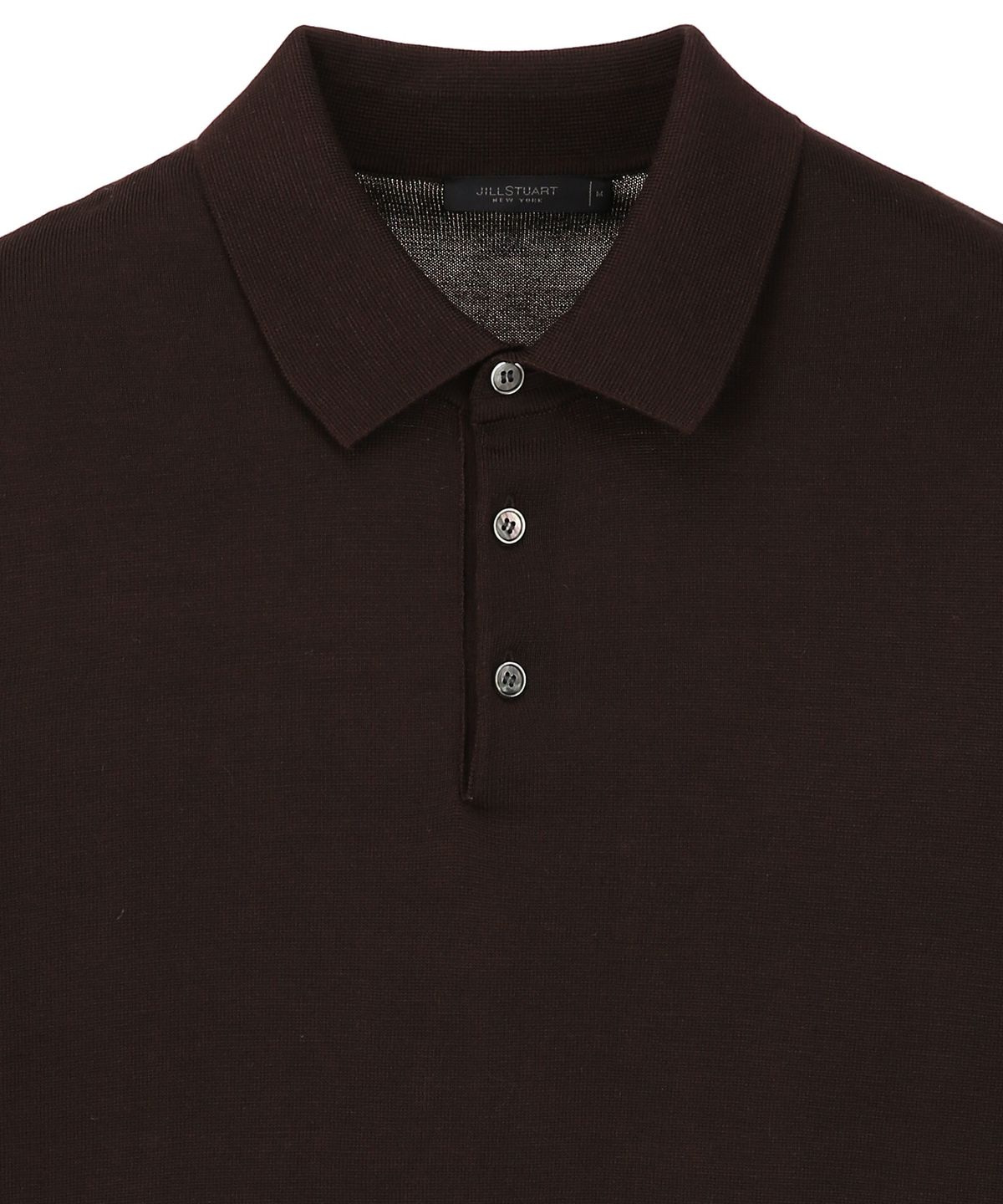 질스튜어트뉴욕 맨(JILLSTUART NEWYORK MEN) [ITALY YARN] 실크코튼 카라 반팔 니트 - 다크브라운 (JNSW6C001W3)