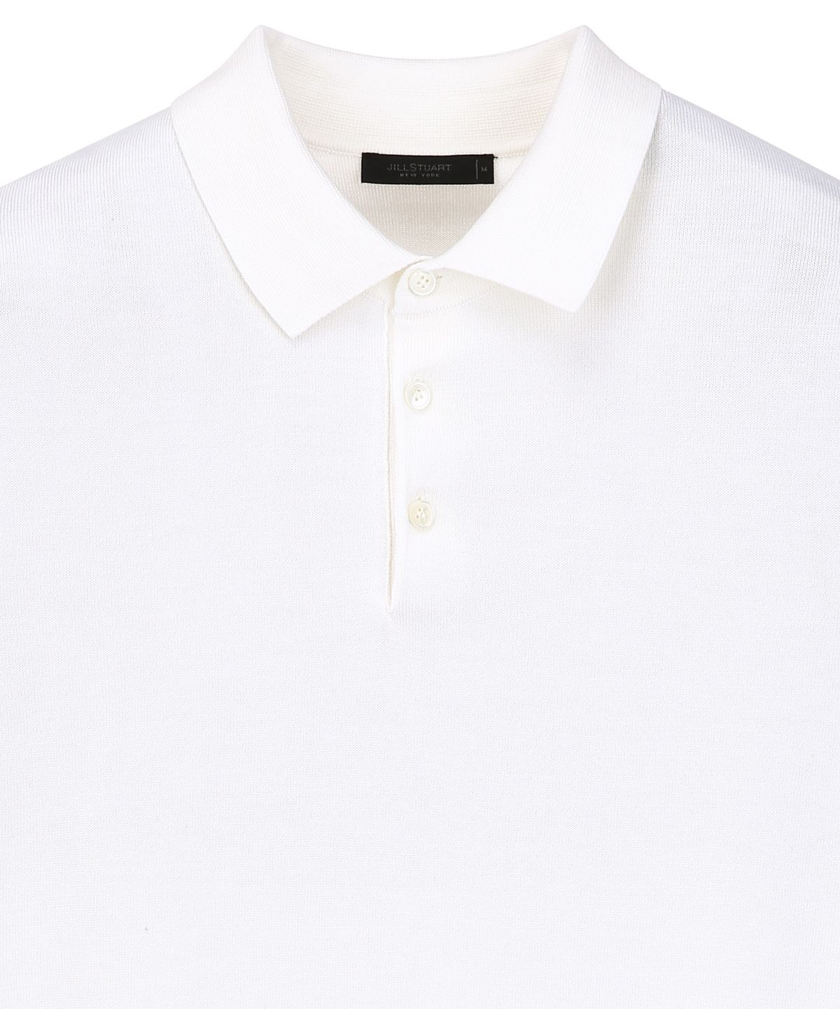 질스튜어트뉴욕 맨(JILLSTUART NEWYORK MEN) [ITALY YARN] 실크코튼 카라 반팔 니트 - 오프화이트 (JNSW6C001WT)